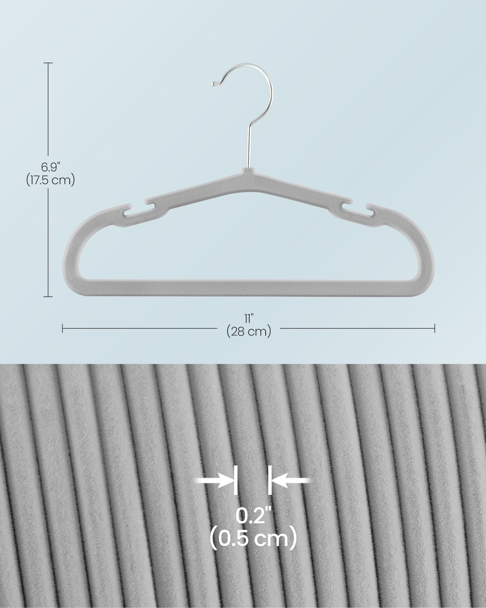 Songmics Baby Hangers 50 Pack, 11 X 6.9 Inches, Kids Hangers For Closet, Non-Slip Velvet Hangers, Childrens Hangers, Space-Savin
