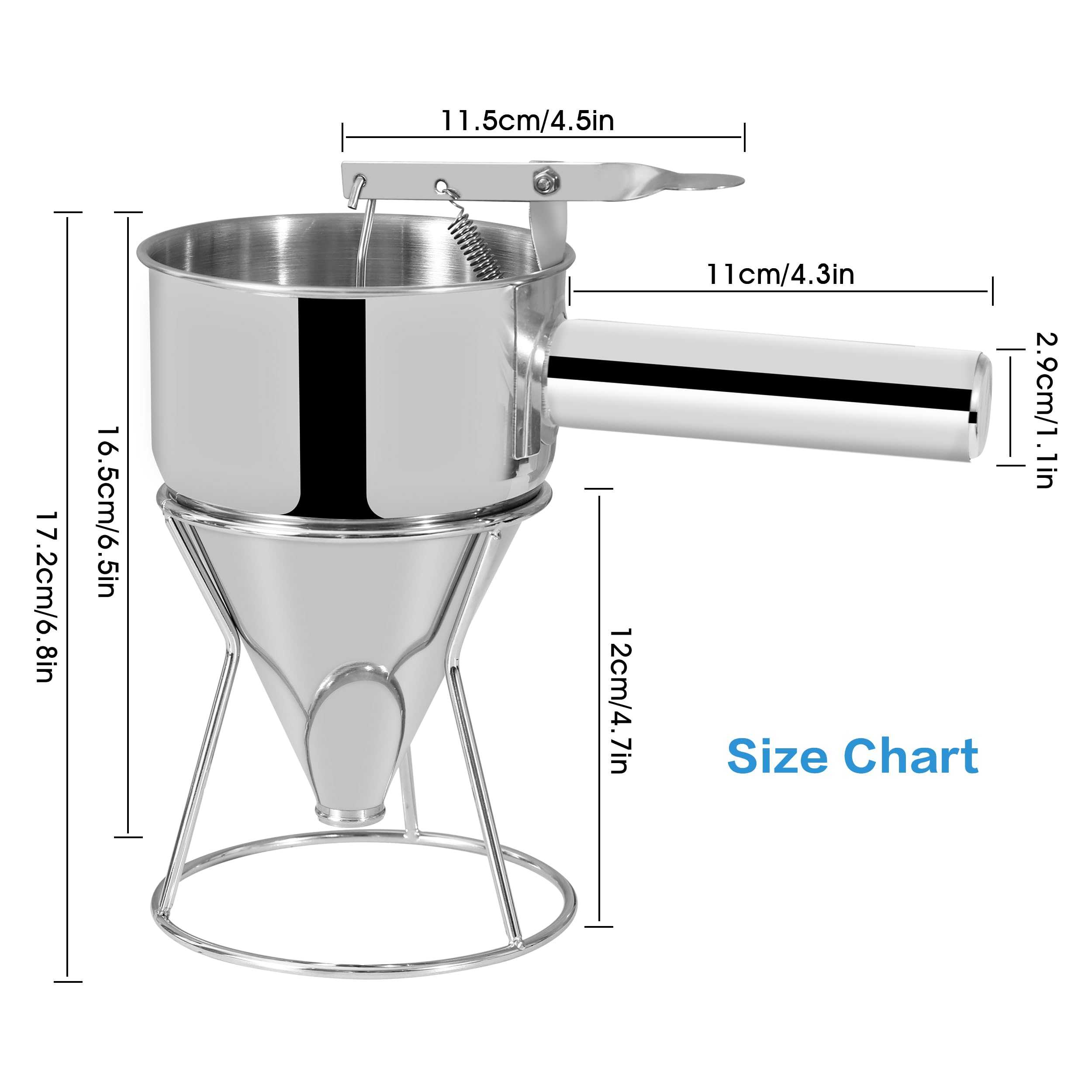 Egiemr Pancake Batter Dispenser For Thick Batter, Funnel Cake Batter Dispenser Great For Cupcake, Waffle &Takoyaki, Pro Stainles