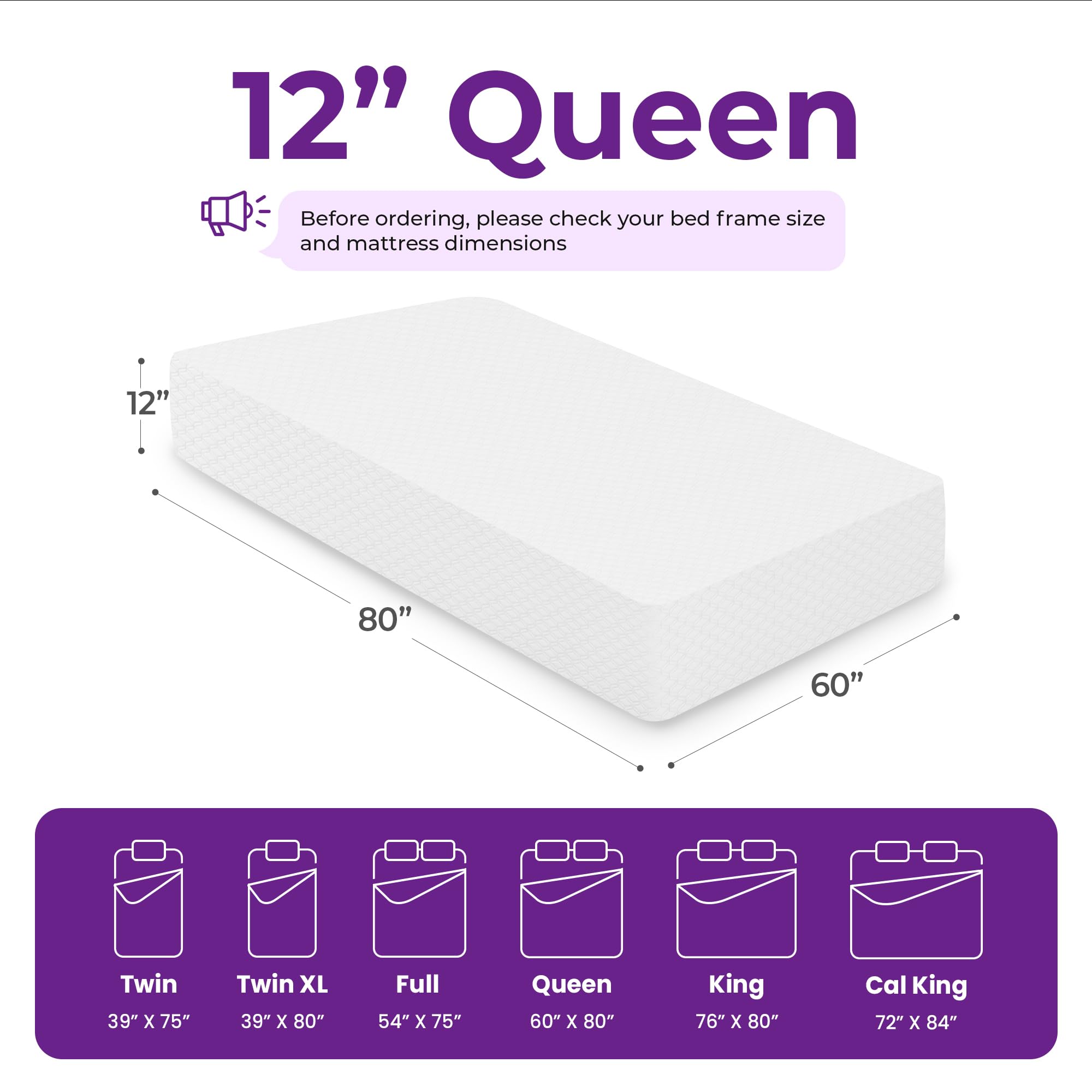 Gaeste 12 Inch Queen Cooling Gel Memory Foam Mattress Medium Firm For Cool Sleep Pressure Relieving Certipur-Us Certified Conven