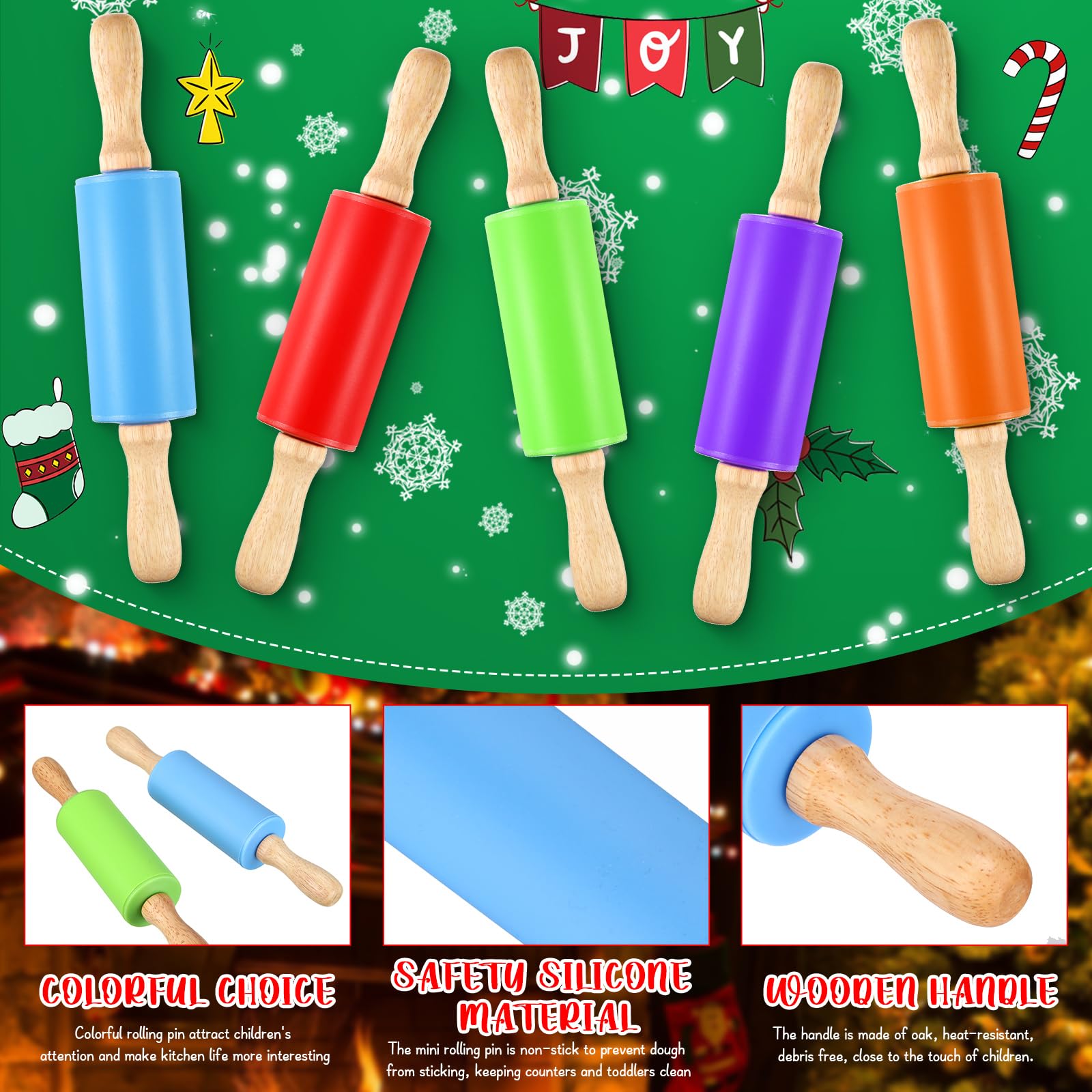 20 Pcs Small Rolling Pin Kids 9 Inch Mini Rolling Pin Silicone Wooden Rolling Pins Baking 5 Colors Non Stick Kids Rolling Pin Wi