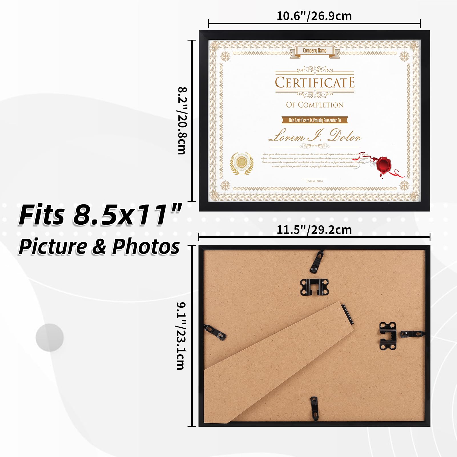 WIFTREY 8.5x11 Certificate Picture Frames Sets of 10, Multi 8.5 by 11 Document Diploma Photo Frame Bulk, Wall Hanging or Tableto