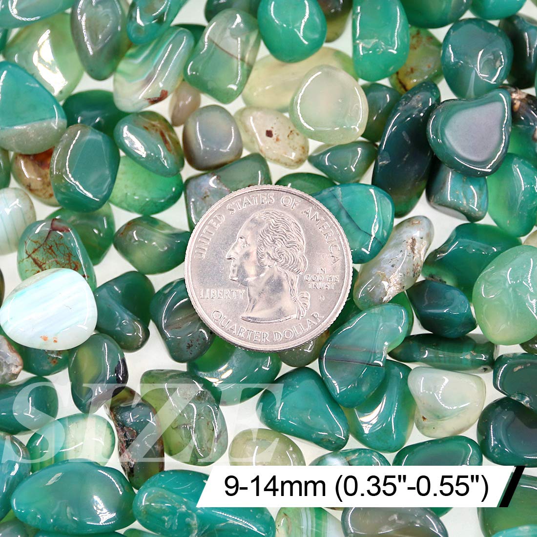 Hilitchi Green Agate Stone Tumbled Stones for Plants Cacti & Succulents Bedding  Vase Filler  Landscape Bottom Decoration (About 1lb(455g)/Bag)