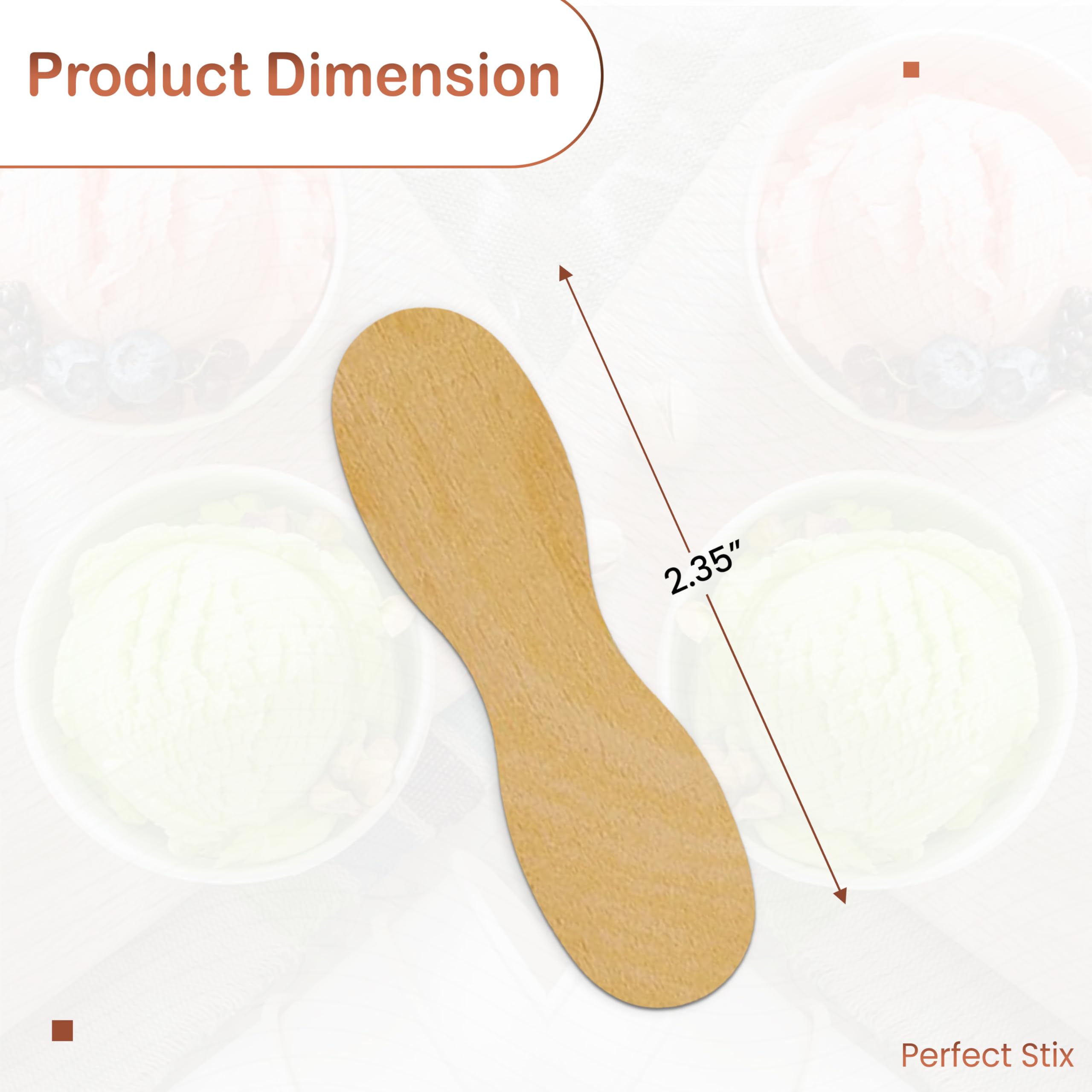 Perfect Stix Birchwood Taster Ice Cream Paddle Spoon, 60mm, Ivory, 100 Pack