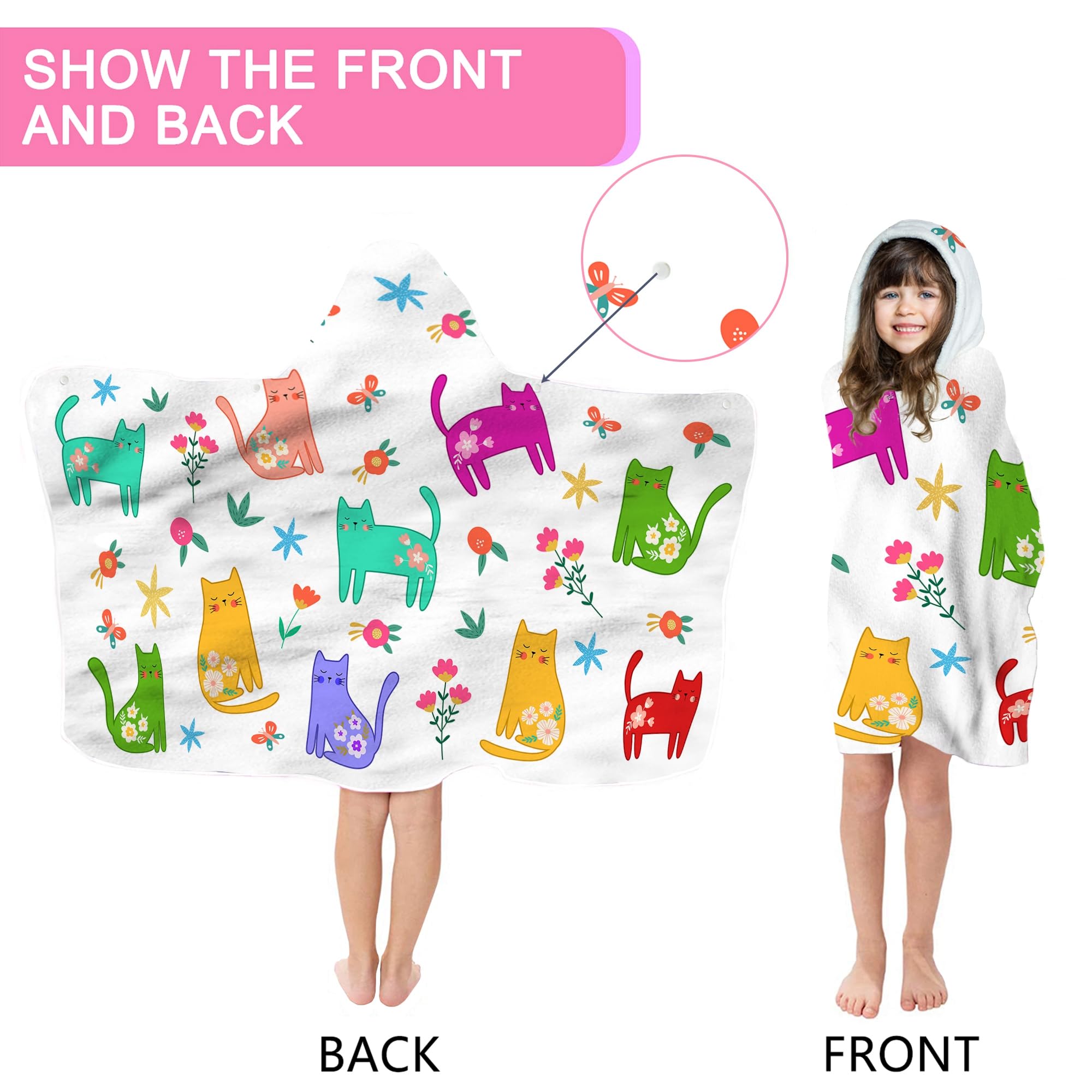 Bonsai Tree Summer Bright Hooded Beach Towel, Cat Lover Kids Poncho Towel for Boys Girls, Quick Dry 30  x50    Bath Towel for Po