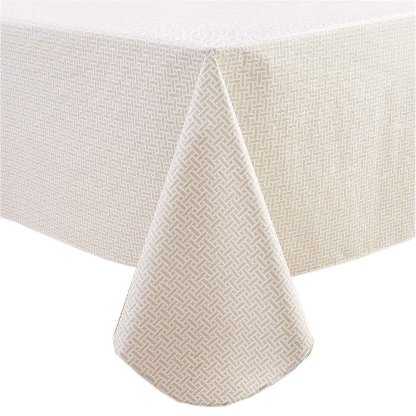 Vinyl Tablecloth With Flannel Backed Waterproof Oil-Proof Pvc Table Cloth Wipeable Spill-Proof Plastic Table Cover For Indoor An