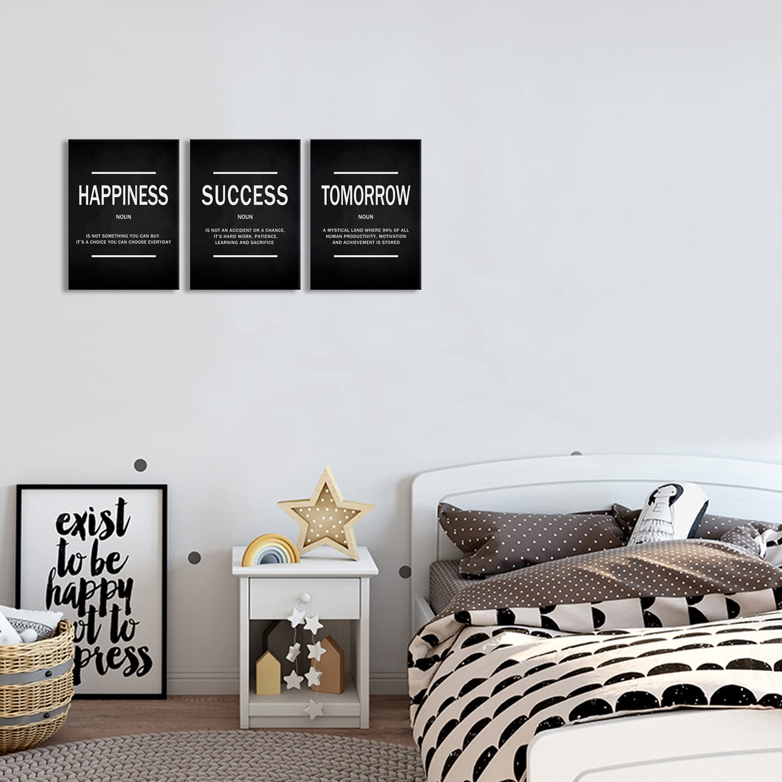 KAWAHONE Motivational Success Quotes Wall Art, Positive Entrepreneur Tomorrow Poster Inspirational Happiness Relaxing Wall Hangi