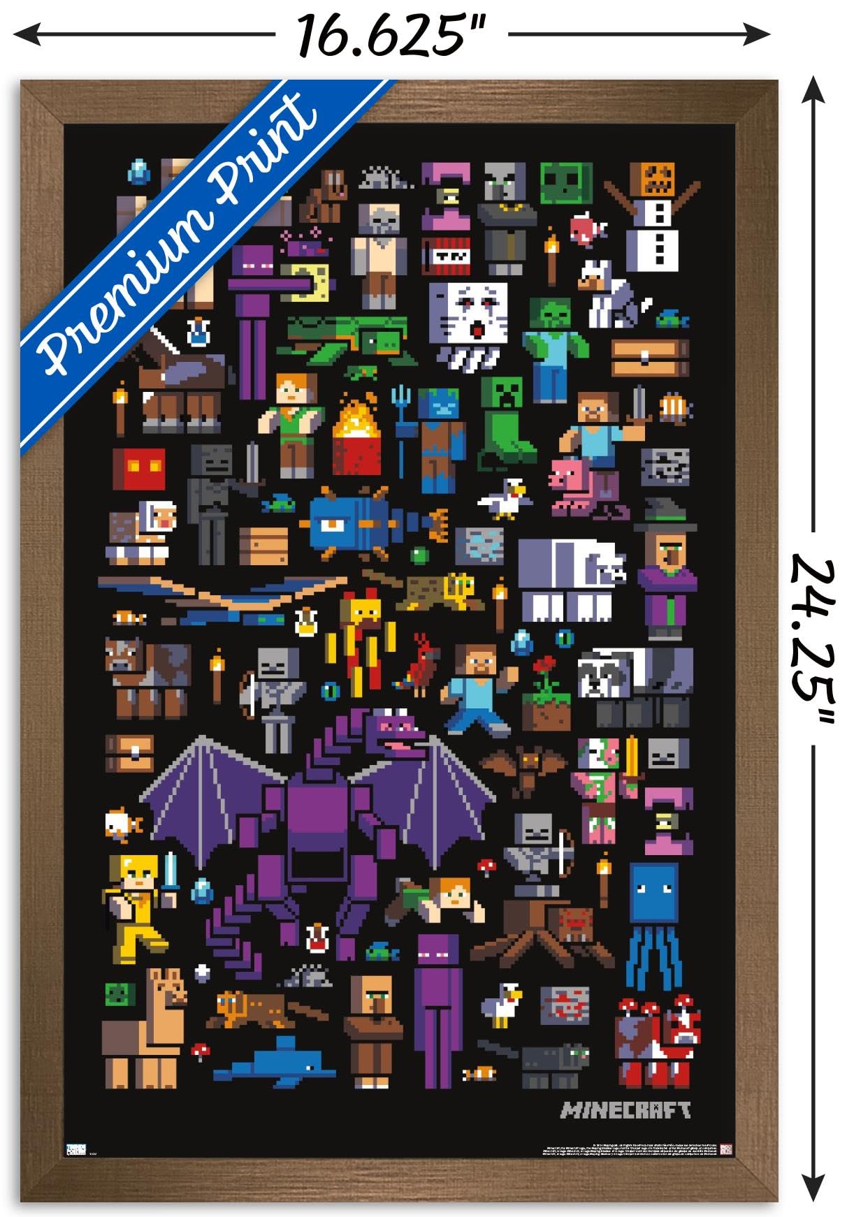 Trends International Minecraft - Mobbery Wall Poster, 14.725'' X 22.375'', Bronze Framed Version