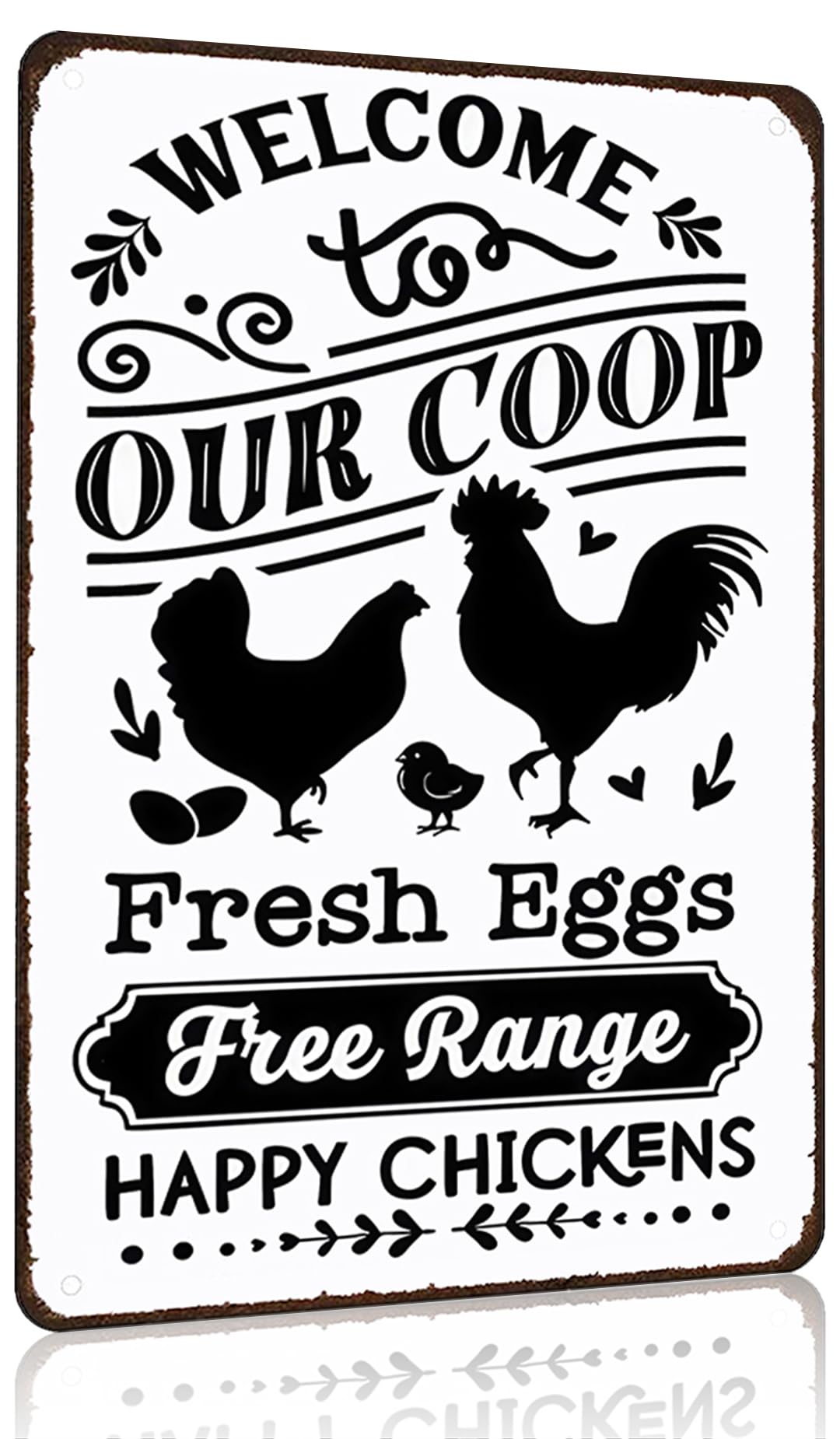 Smilelife Funny Chicken Gifts Welcome To Our Coop Tin Sign for Home Farm Chicken Coop Farmhouse Kicthen Garden Decor 8 X 12 Inch