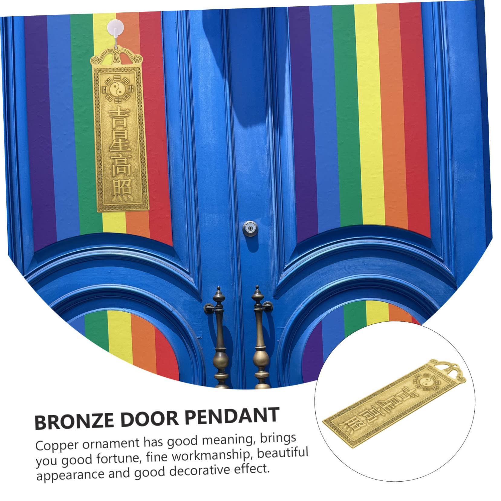 Chinese Copper Door Hanger Feng Shui Decor Bronze Medal with Auspicious Stars 7.28 Inch Charm to Ward off Evil and Bring Blessin