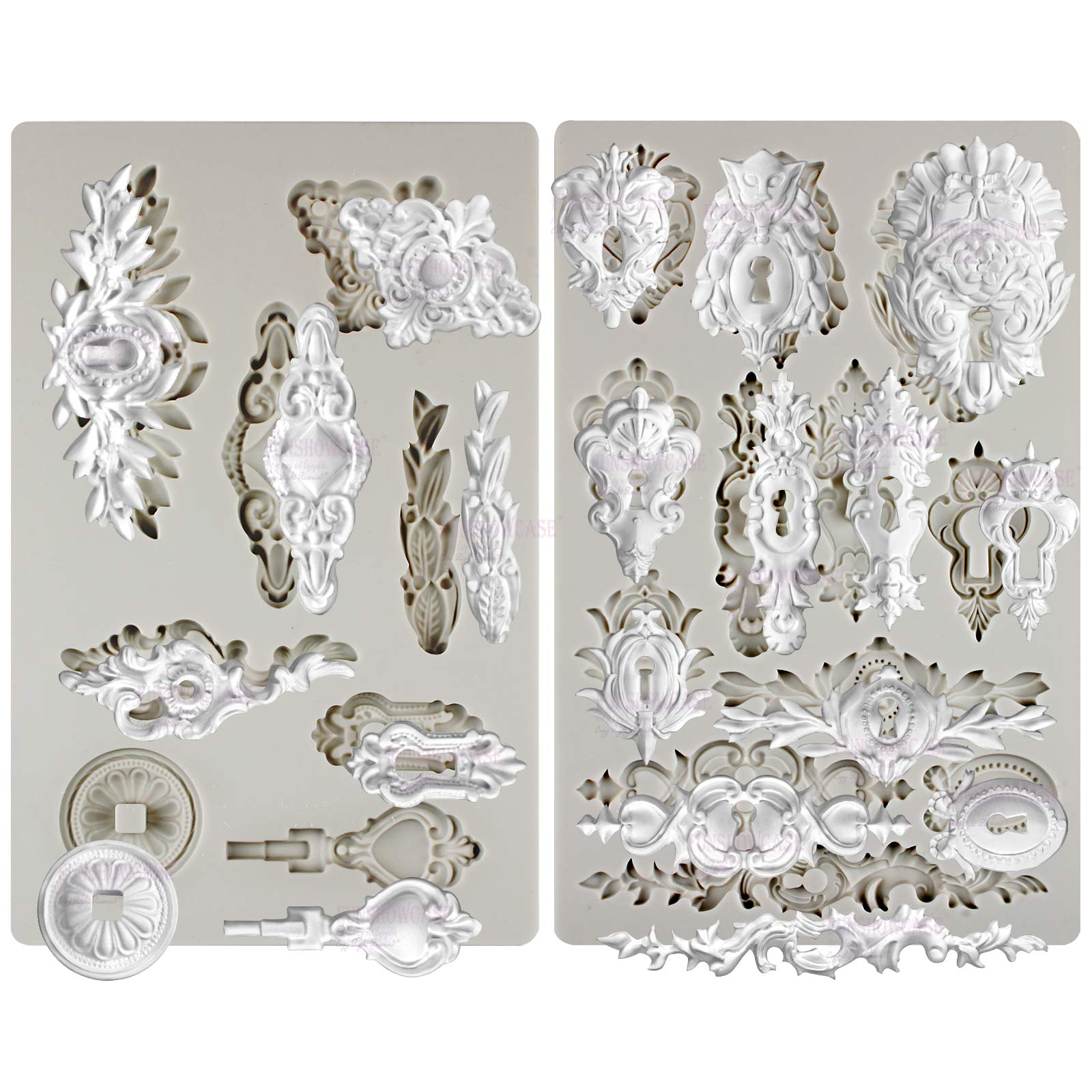 Vintage Inspired Key And Keyhole Silicone Molds 2-Count