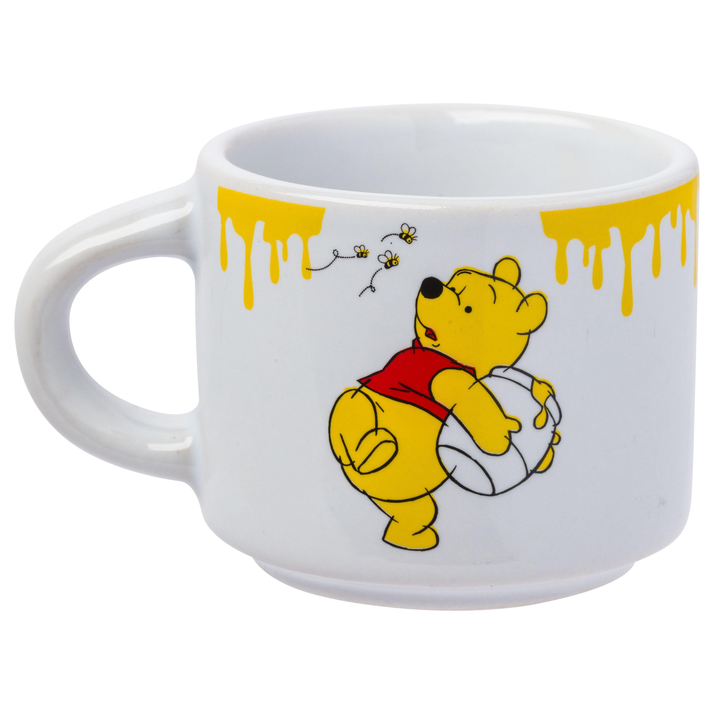 Silver Buffalo Disney Winnie The Pooh Honey Hunny Drips 4Pc Stackable Ceramic Espresso Small Cup Set, 3 Ounces
