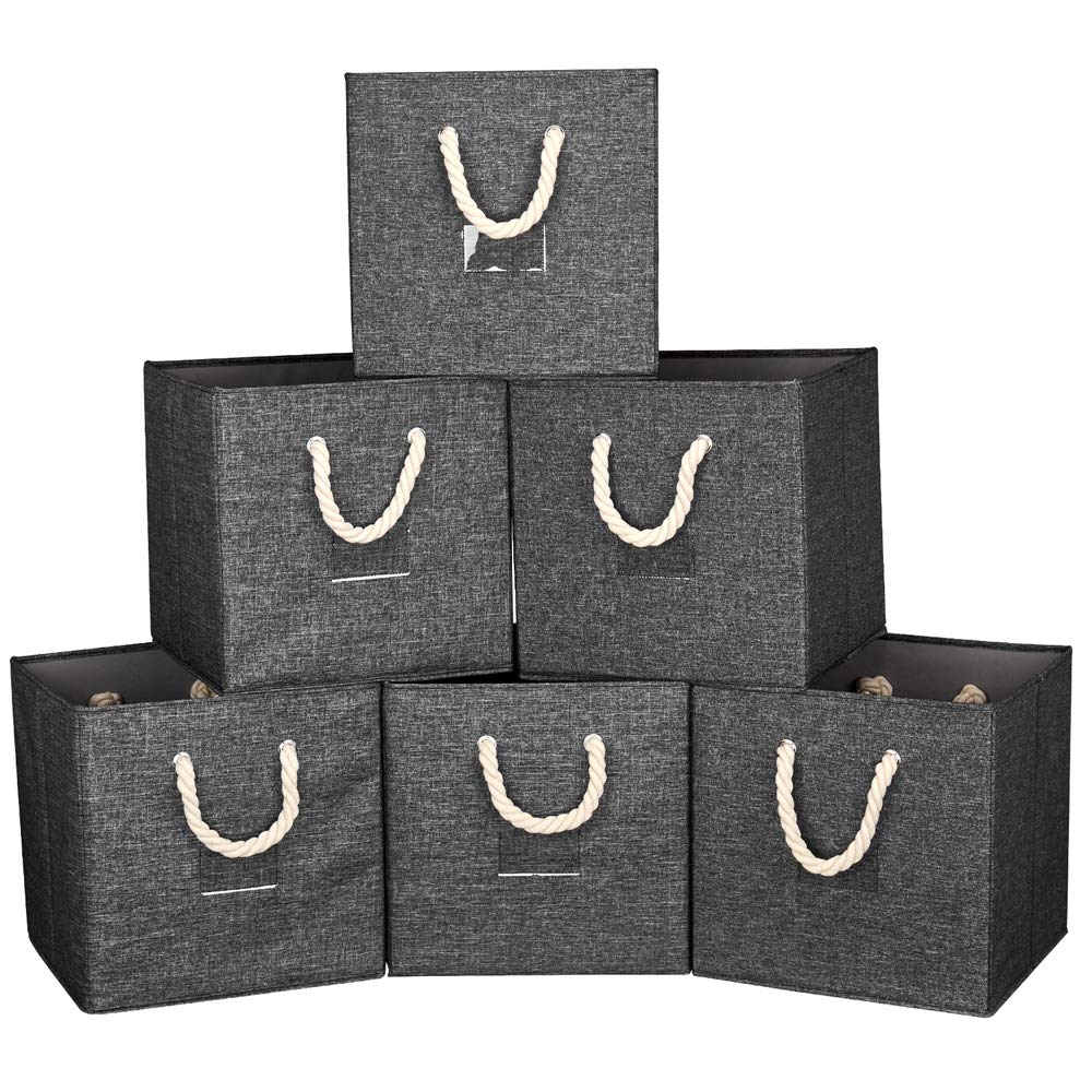 13 Inch Storage Boxes Fabric Cube Storage Bins Foldable Storage Basket Grey Storage Cube Inserts With Handles Collapsible Orgniz