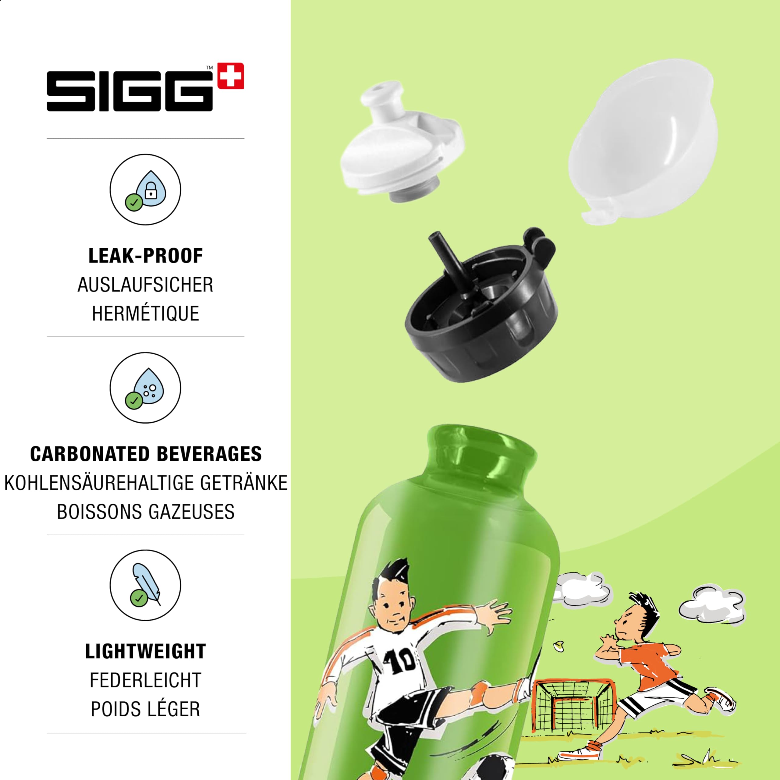 SIGG - Kids Water Bottle - Footballcamp - Leakproof - Lightweight - BPA Free - Aluminum - 13 Oz