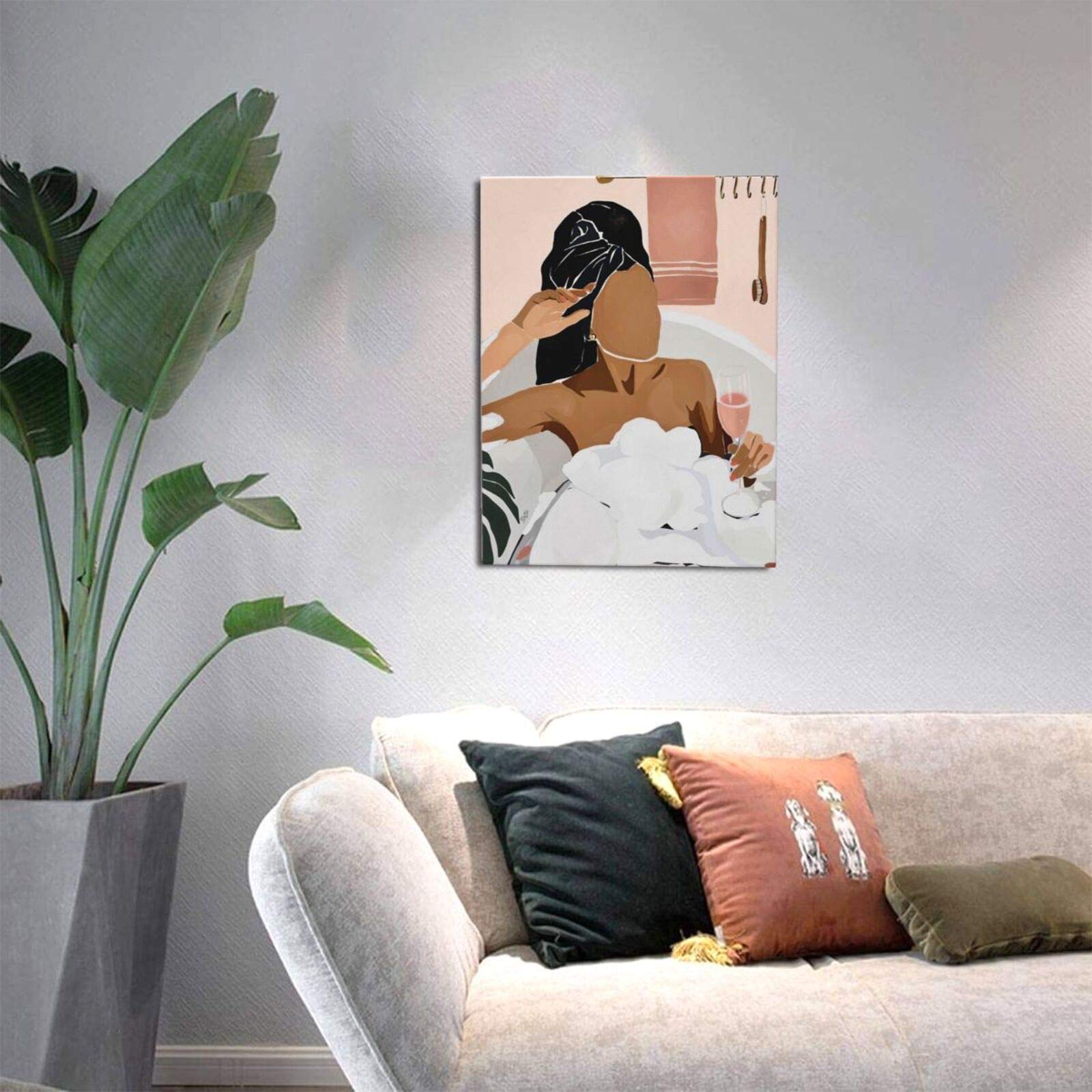 African American Bathroom Decor Wall Art Relaxing Black Women In Bathtub Wall Decor Black Girl Pictures Canvas Print Modern Mini