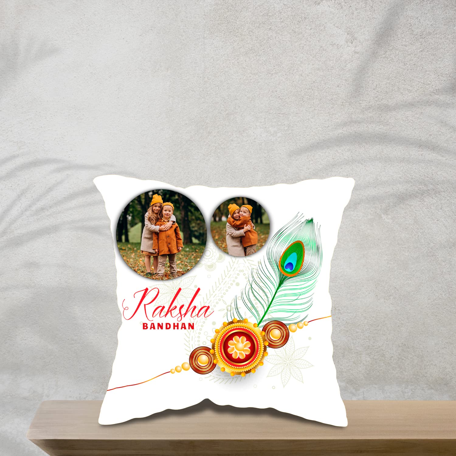 GiftoKing Customized Cushion for Rakhi Gift, Best Gift for Rakshabandhan, Multicolour (Pattern 10, 24X24)