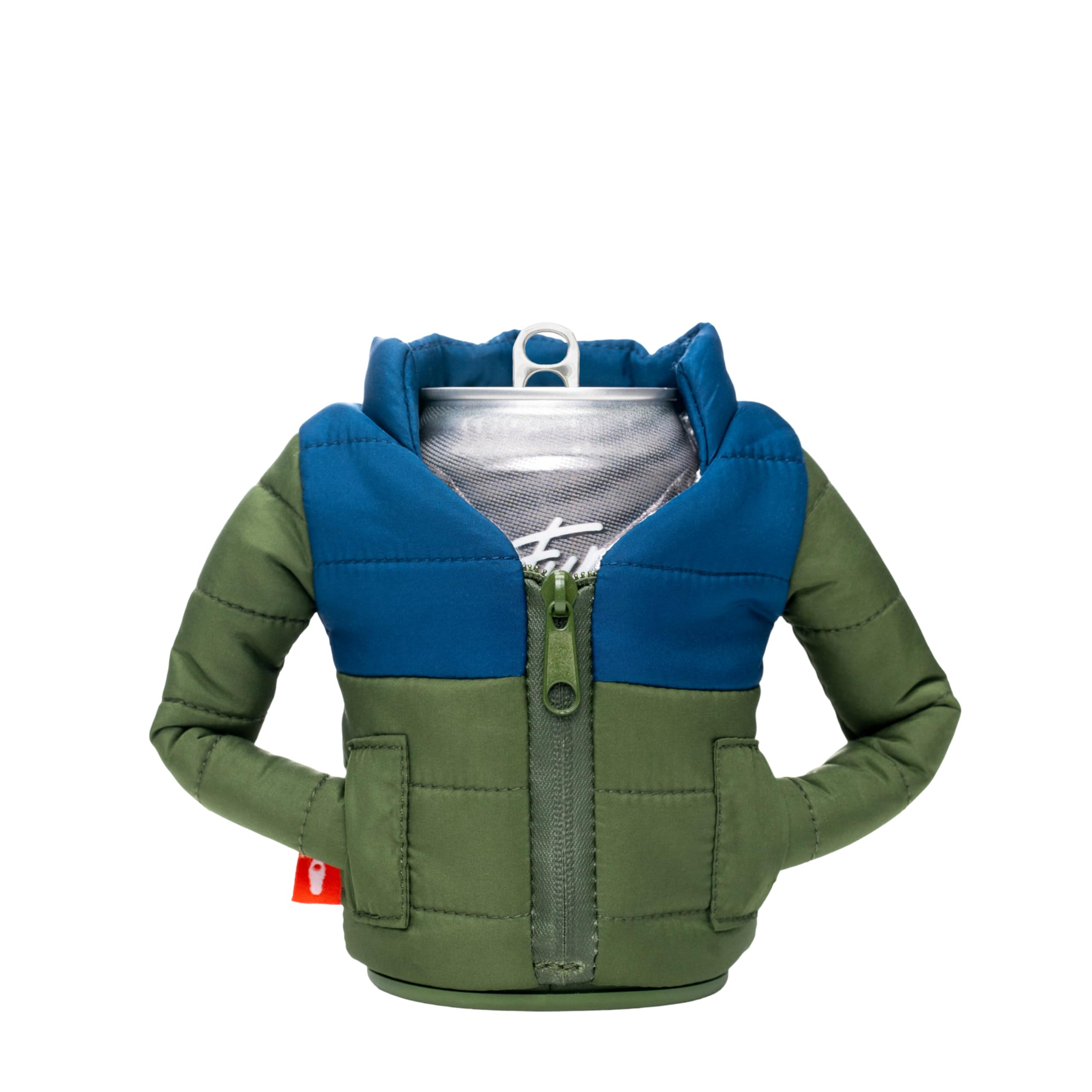 Puffin - The Puffy Beverage Jacket, Insulated Can Cooler, Olive Greensailor Blue