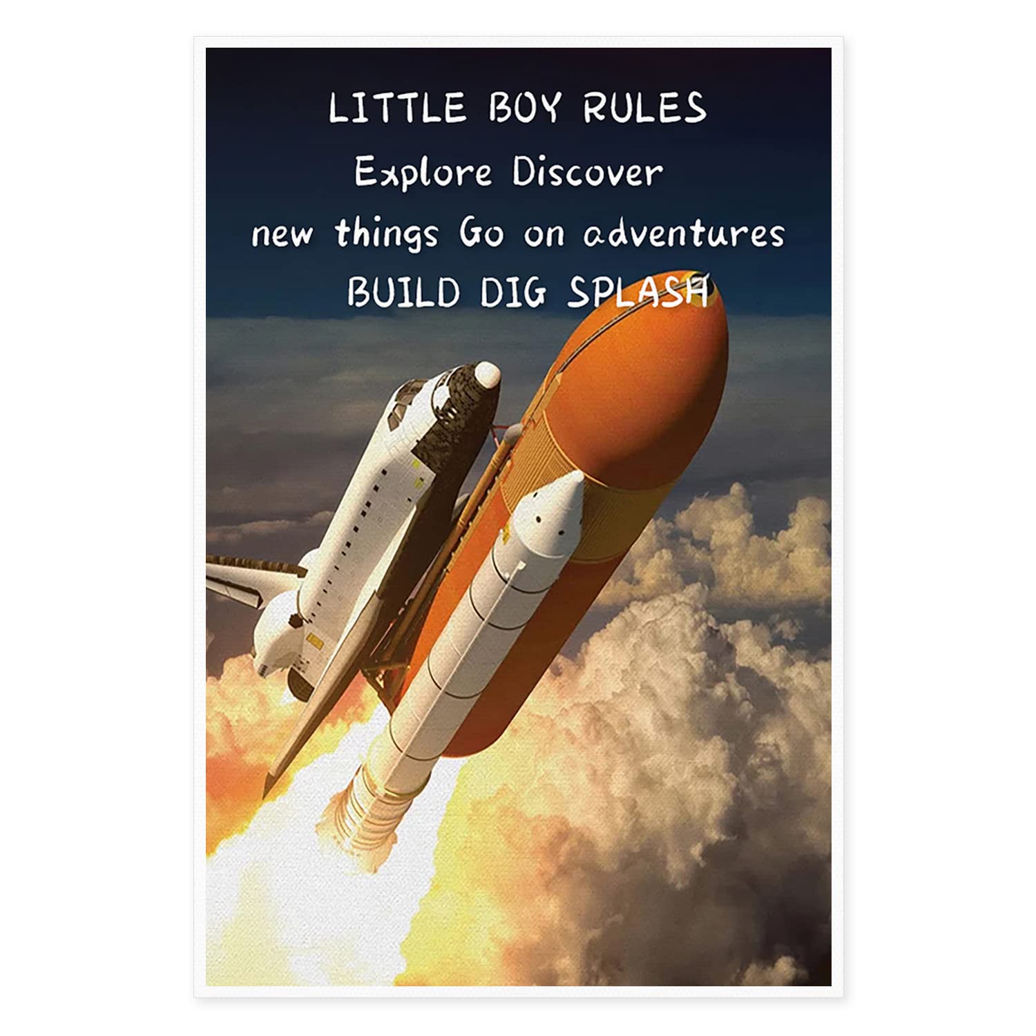 Little Boy Rules Canvas Painting Modern Abstract Wall Art Rocket Inspirational Quote Posters And Prints Wall Decor Unframe Wall