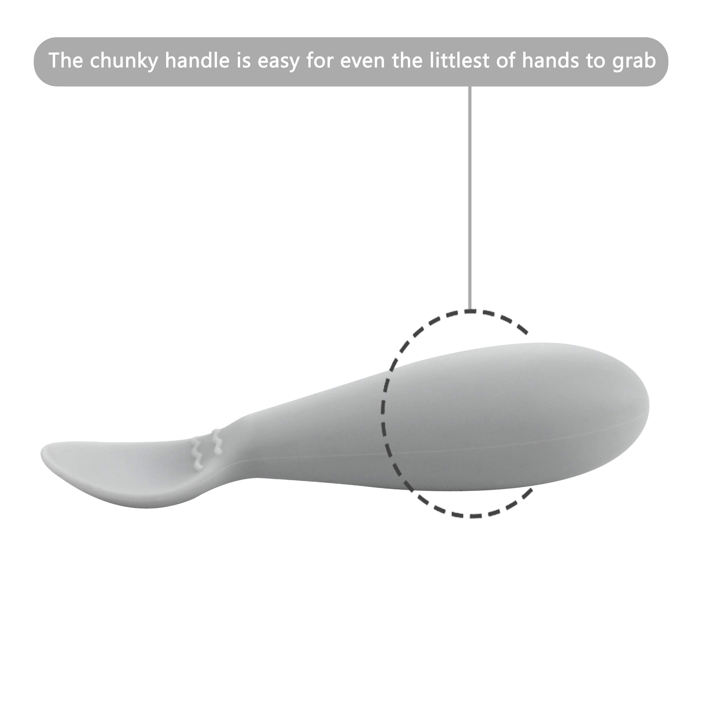 Pandaear Baby Infant Spoons Bpa Free, 4-Pack, Soft Silicone, Self Feeding Fat Handle Utensil