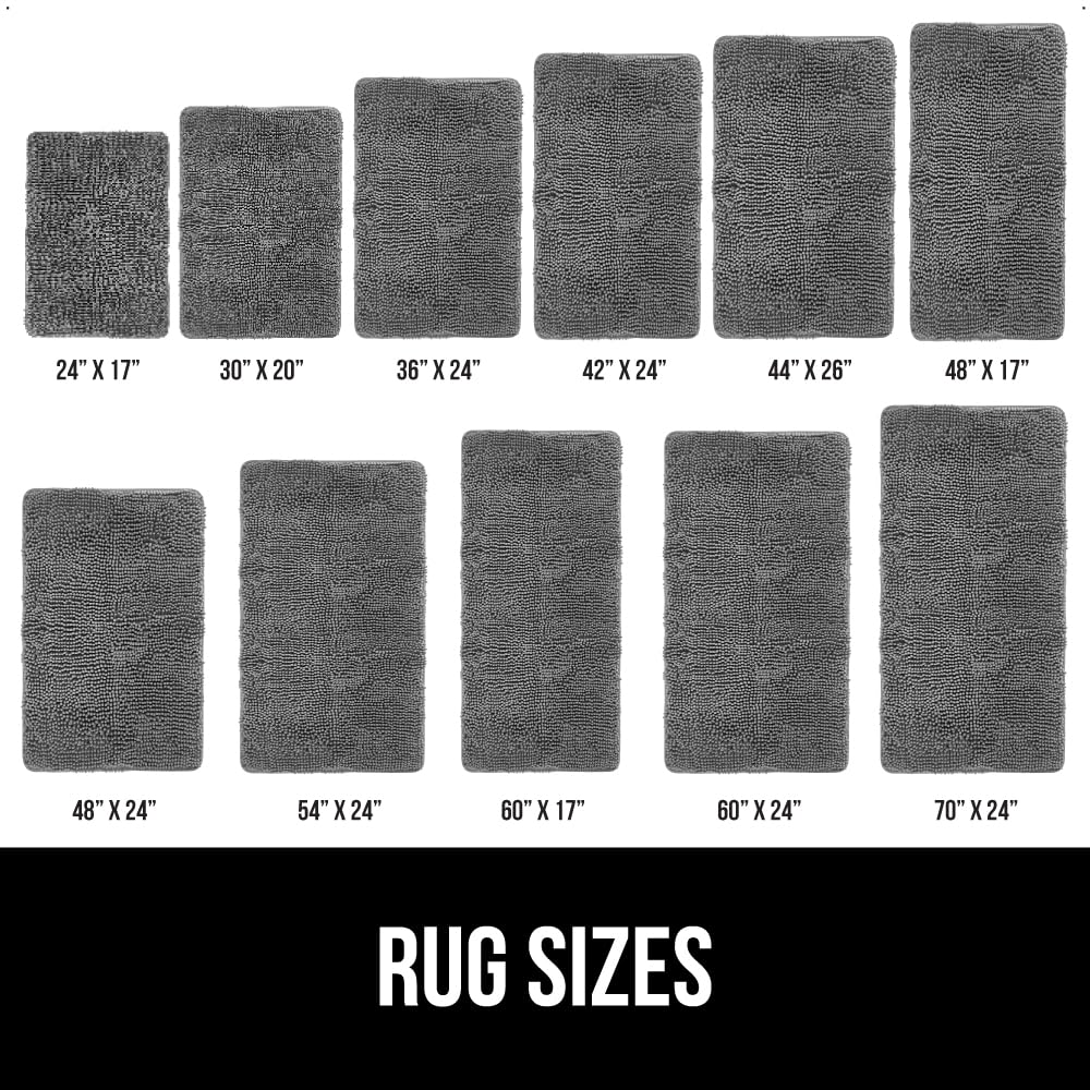GORILLA GRIP Bath Rug Mat - Soft Chenille, Quick Dry, Rubber Backing, 24x17 inches, Grey, Model 811113034536