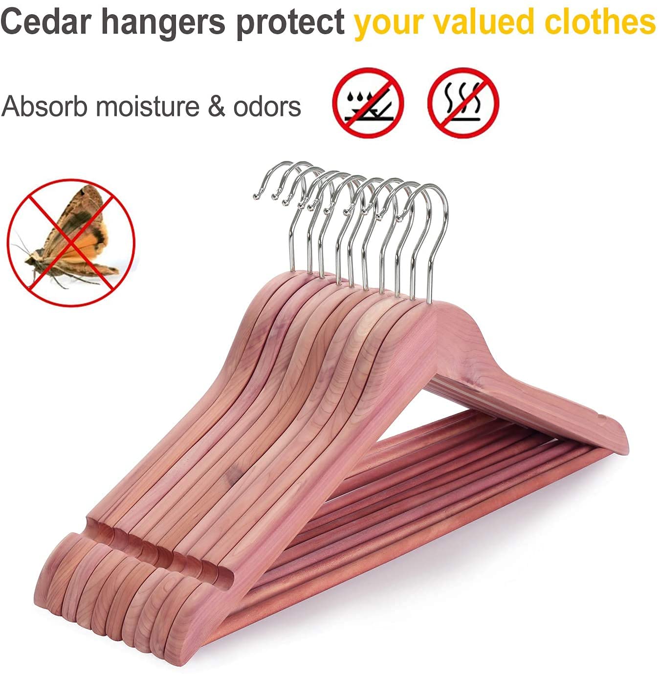 Topia Hanger American Red Cedar Wooden Hangers 30 Pack, Clothes Hangers For Closet, Wood Suit Hangers With Smooth Cut Notches, 3