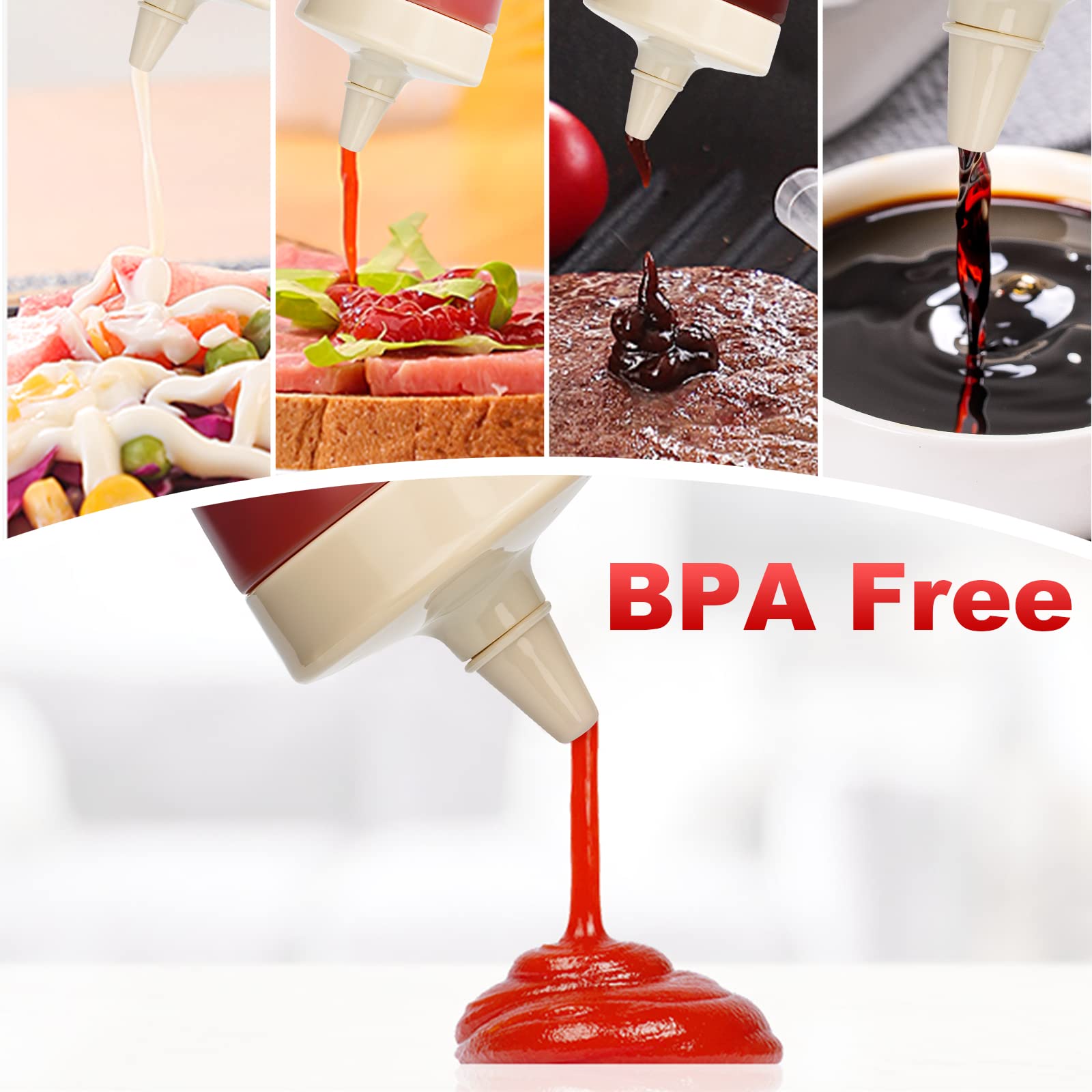 Qiuhome Condiment Squeeze Bottle,Ketchup Squeeze Bottle,Plastic Squeeze Bottle, 12Oz (Gray)