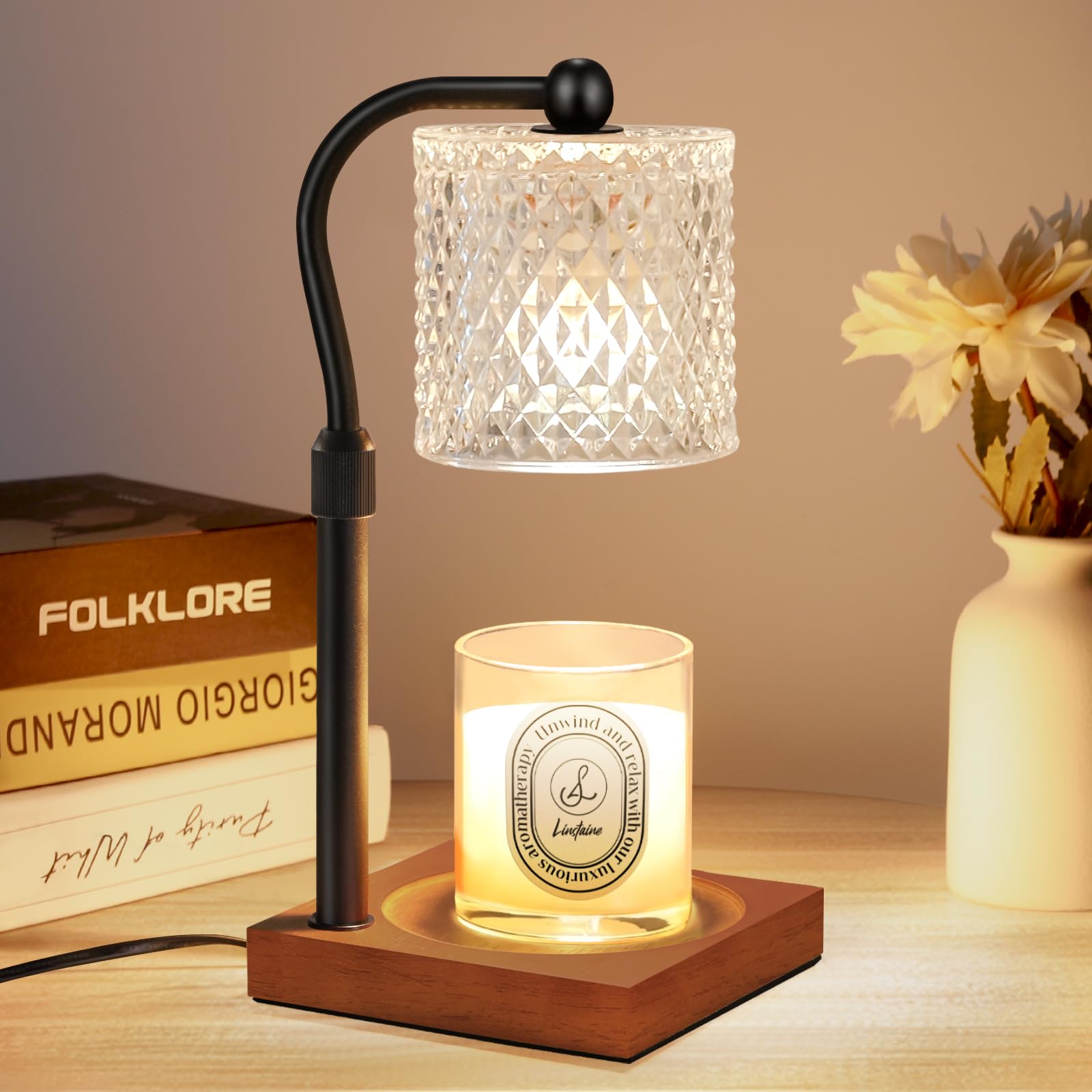 Candle Warmer Lamp with Timer Dimmer Adjustable Height, Birthday Housewarming New Home Decor Gifts for Women, Electric Wax Warme