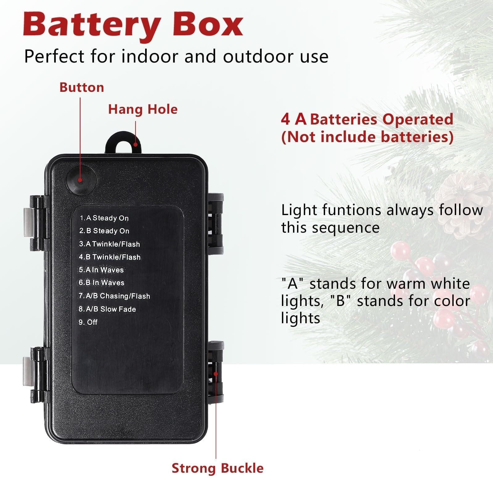 SHareconn 8.9FT Prelit Artificial Christmas Garland with Color Changing Lights and Timer by Batteries Operated for Mantle Stairs