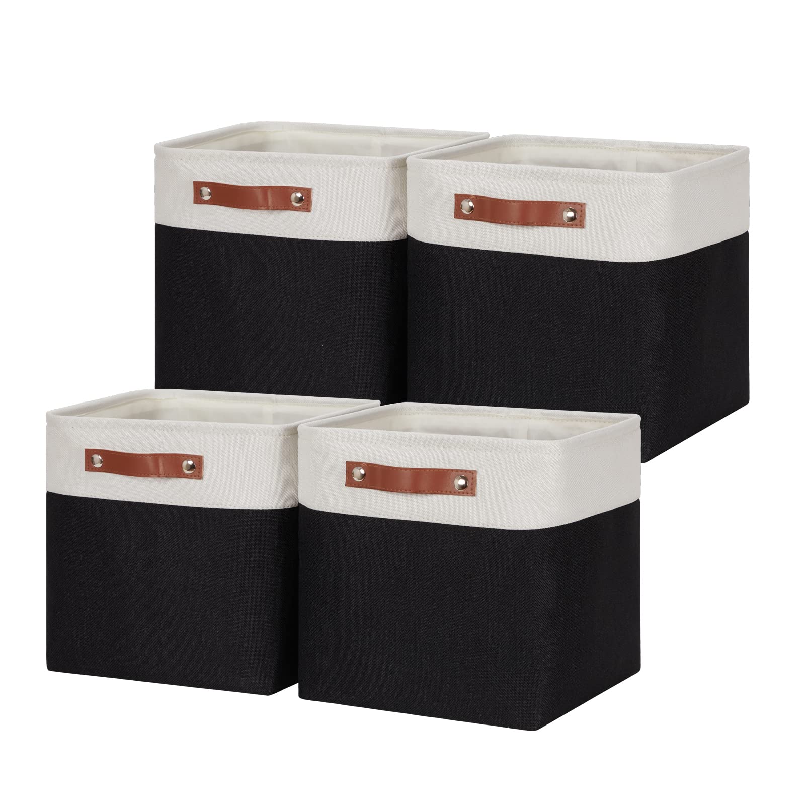 Hnzige Foldable Storage Basket Set,Fabric Storage Baskets For Shelves,Linen Closet Organizers (4 Pack) Storage Baskets,11X11 Sto