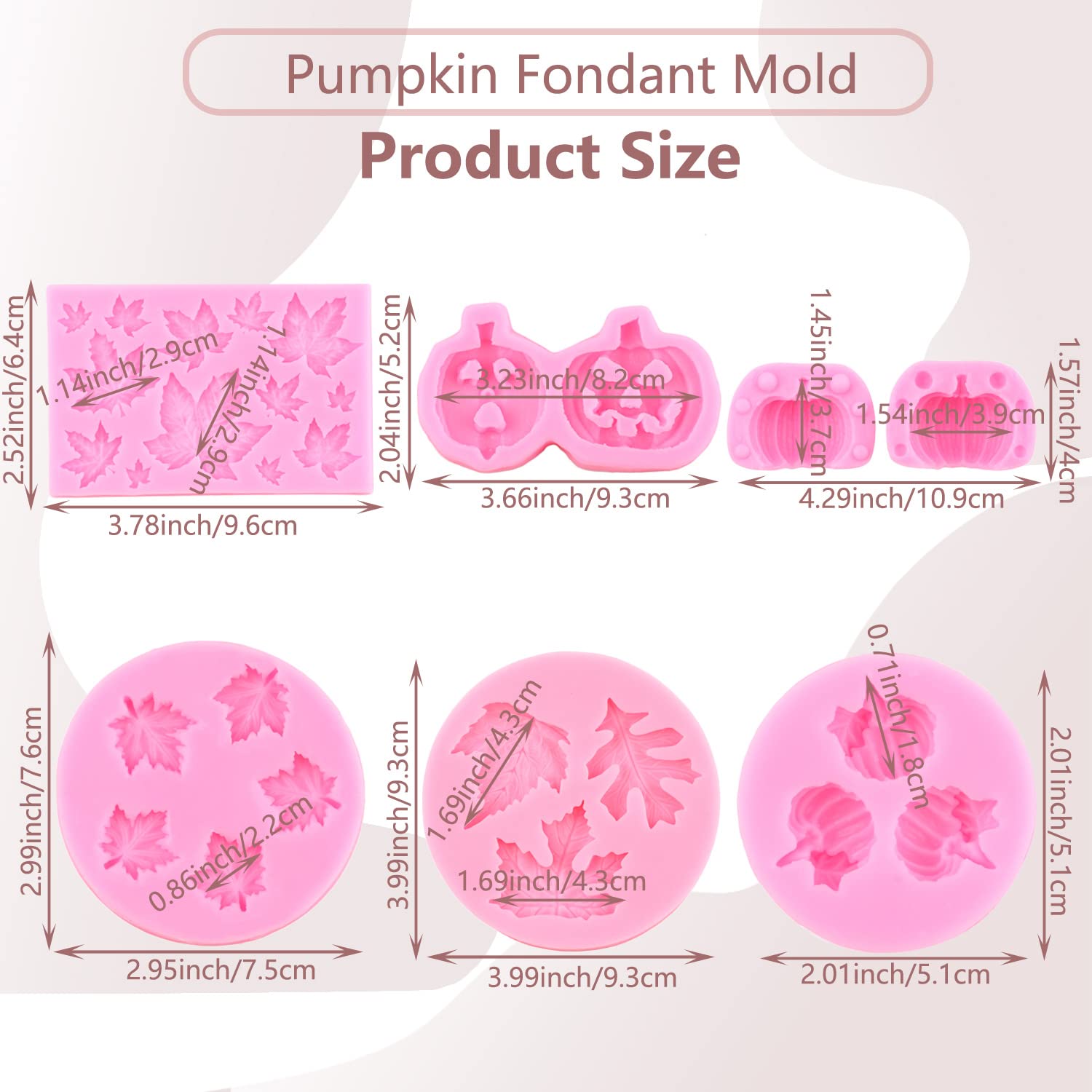 Miyahouse Pumpkin Maple Leaves Fondant Mold Mini 3D Pumpkin Maple Leaves Mold For Cake Decoration Cupcake Topper Candy Chocolate