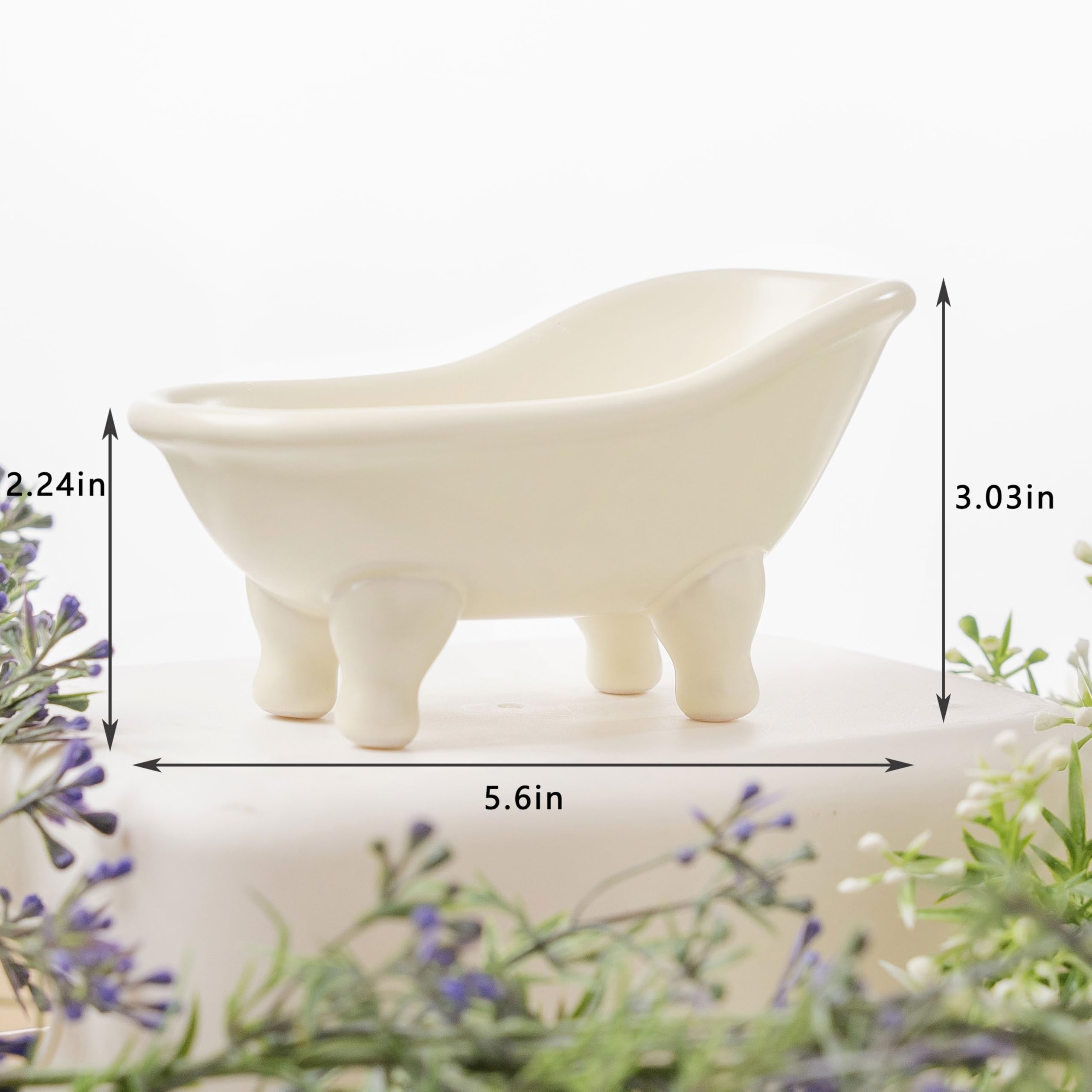 5.6'' Ceramic Mini Bathtub Soap Dish Decortative Clawfoot Bathroom Soap Dish (Green Tea)