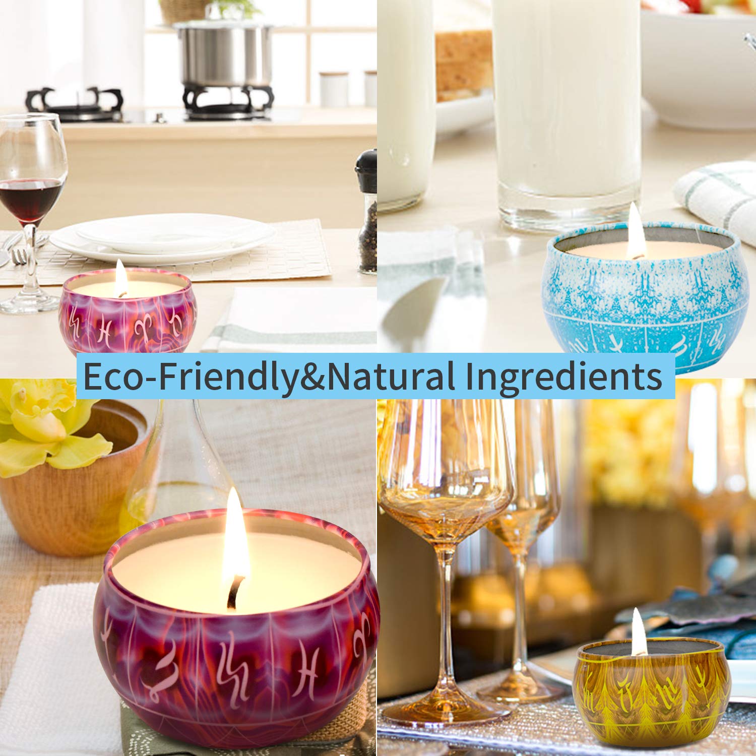 12 Constellations Scented Candles Gift Set 2.5oz Aromatherapy Candles Strong Fragrance Portable Travel Tin Jar Candles Gifts for