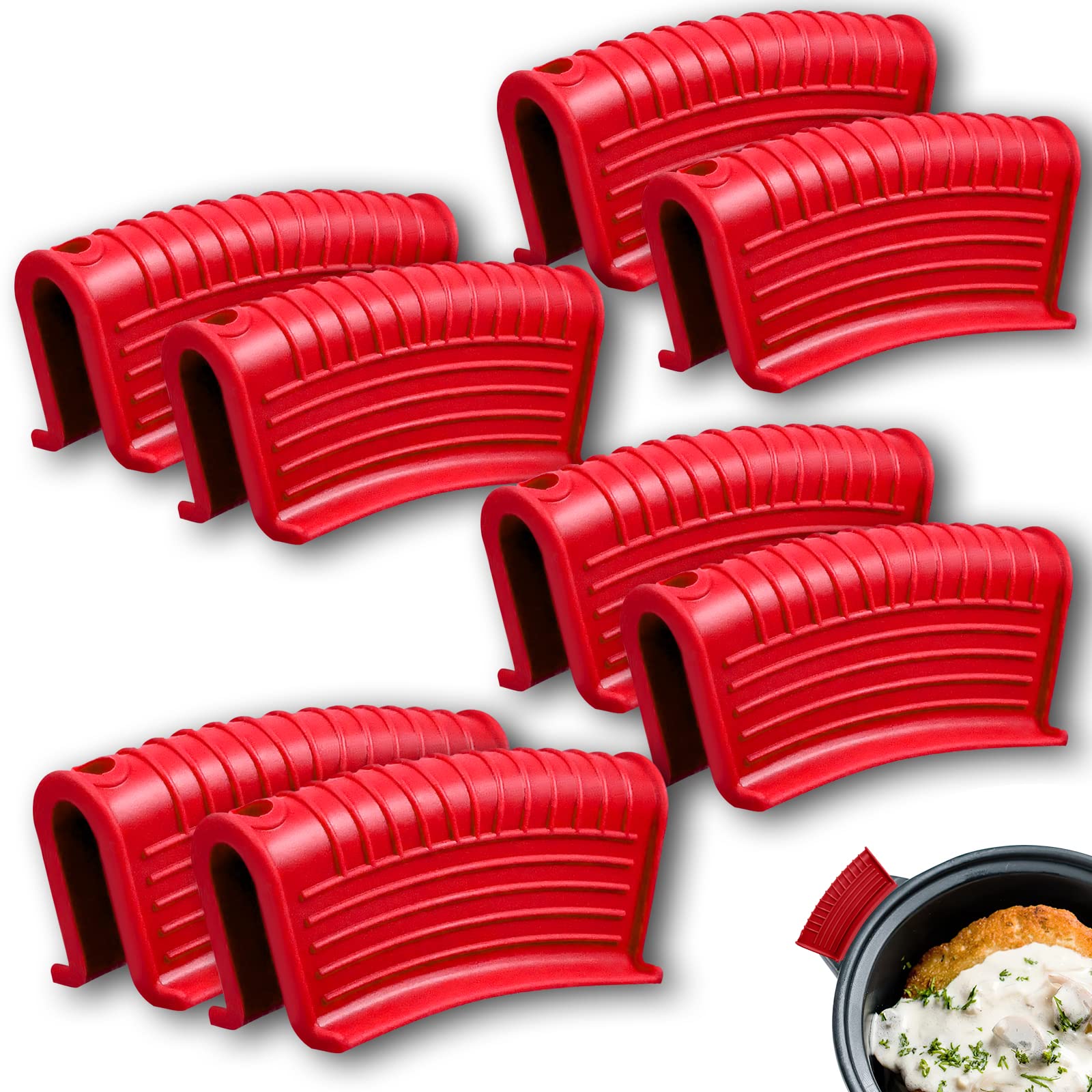 Evahom 8 Pack Cast Iron Pot Assist Handle Covers High Heat Resistance, Anti-Slip Silicone Skillet Handle Cover Any Frying Cast I