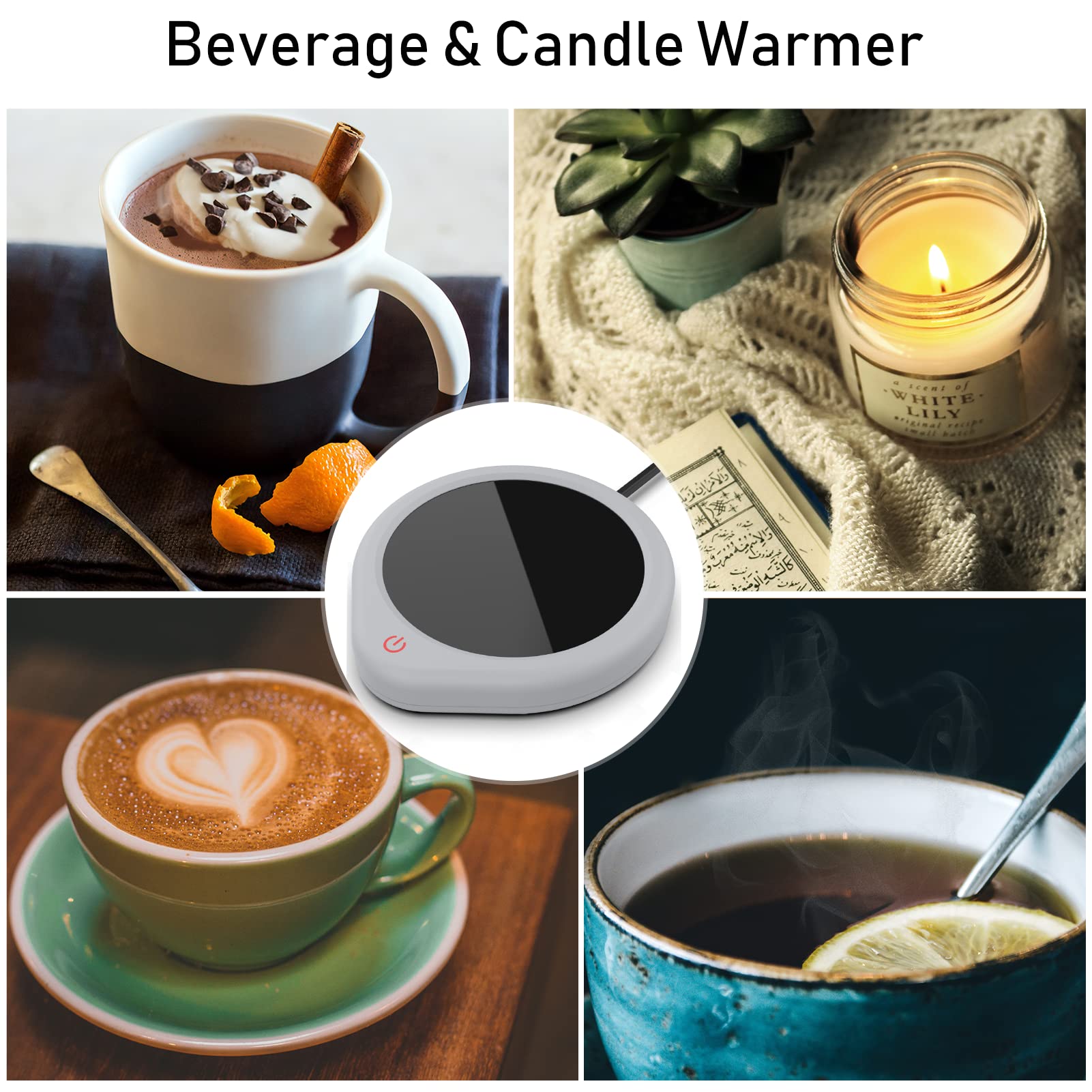 Coffee Mug Warmer, Cup Warmer With Auto Shut Off For Desk, Electric Beverage Tea Water Milk Warmer With Smart Temperature Settin