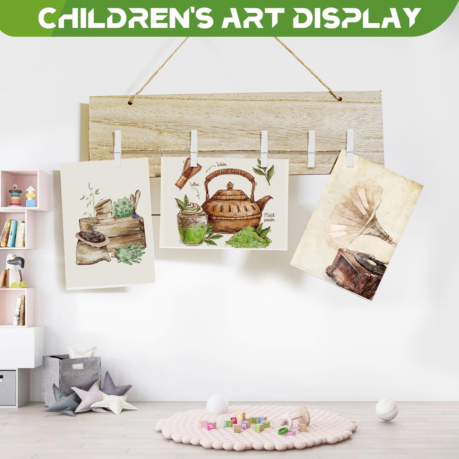 100 Pack Clothes Pins Wooden, White Clothespins Wood, Clothing Pins Clips For Craft Art Clothes Pictures, Colorful Clothespins H