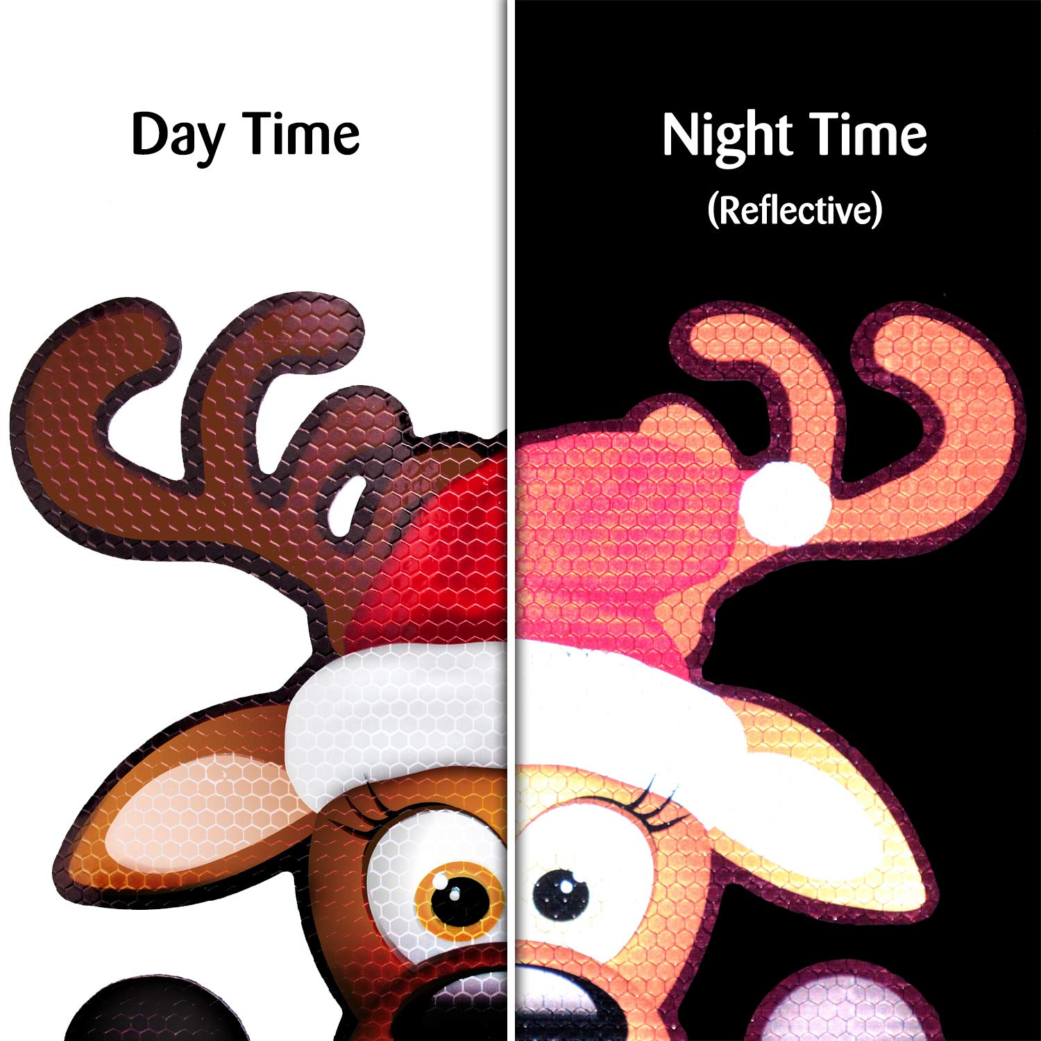 Bigtime Signs Jumbo Reflective Magnetic Santa'S Helper Reindeer Face Car Decorations Kit - Funny Holiday Automotive Magnet (Rein