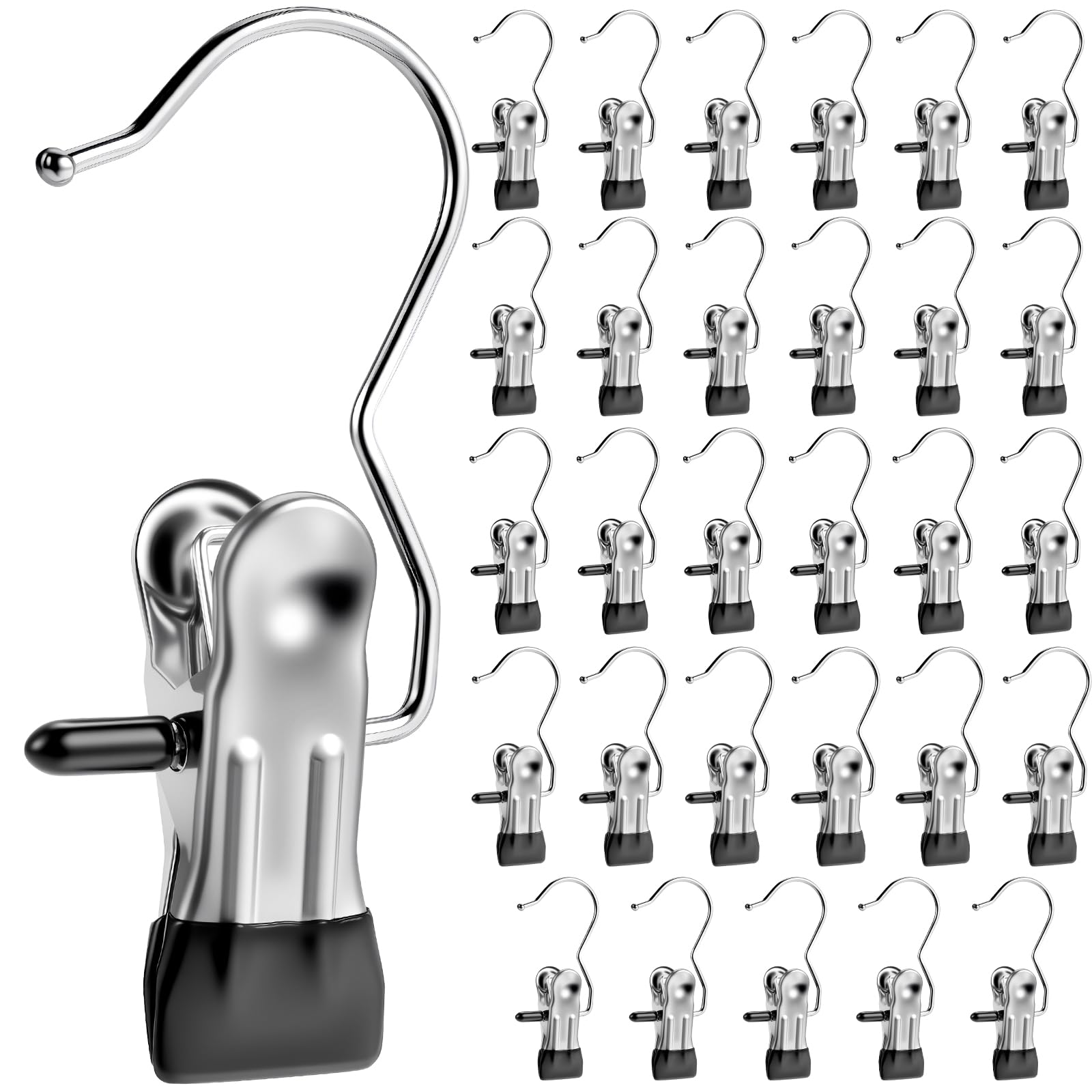 Senbowe 30 Pack Heavy Duty Clothes Pins, Boot Hangers for Closet, Laundry Hook Hanging Clips Clamps for Closet Organizer Pants H