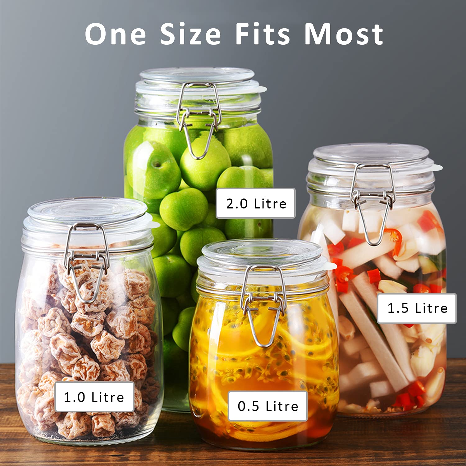 FCENDS Rubber Seal Rings - 12 Pack Airtight Silicone Gaskets for Glass Jars, Leakproof, White