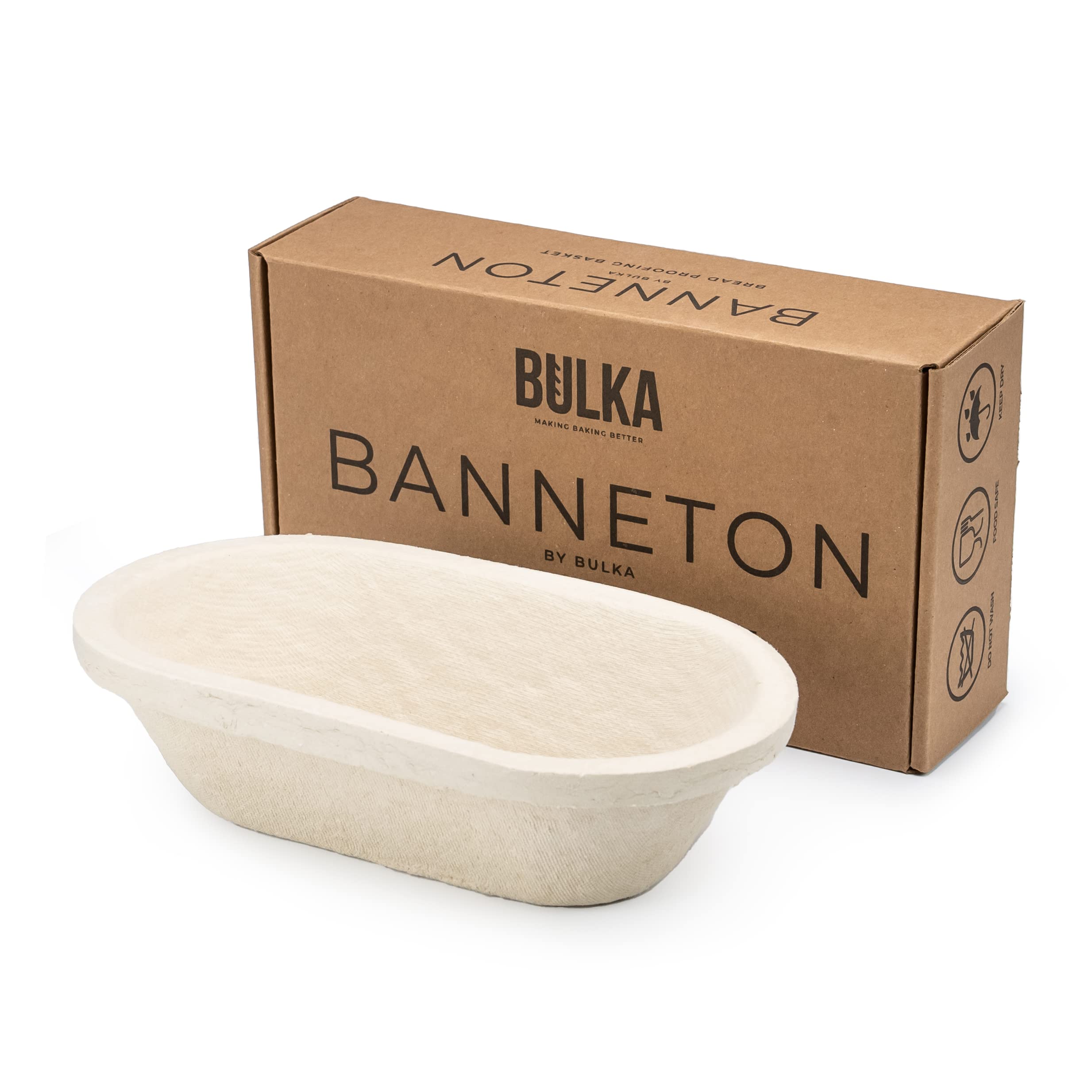 Bulka Small Oval 500G Banneton Bread Proofing Basket Pressed Wood Pulp Brotform - Plane Non-Stick Batard Sourdough Banneton Bask