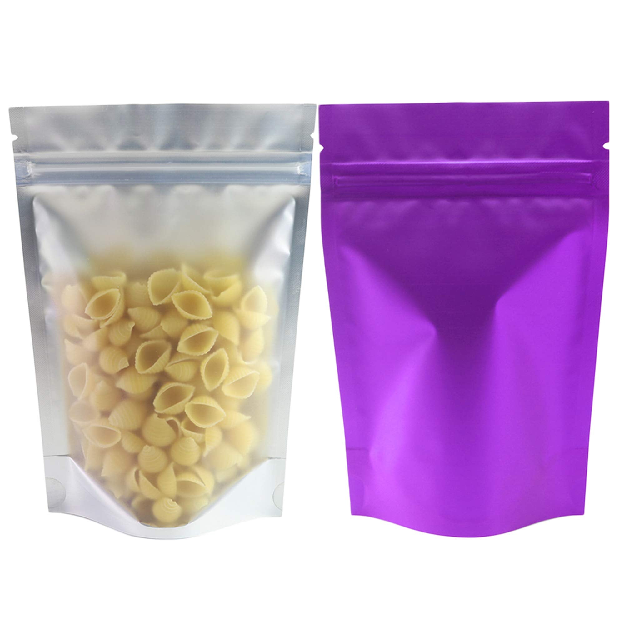QQ Studio 100PCS Matte Translucent Front Colored Stand-Up Resealable QuickQlick Bags (12x18cm (4.7x7.1), Translucent/Purple)
