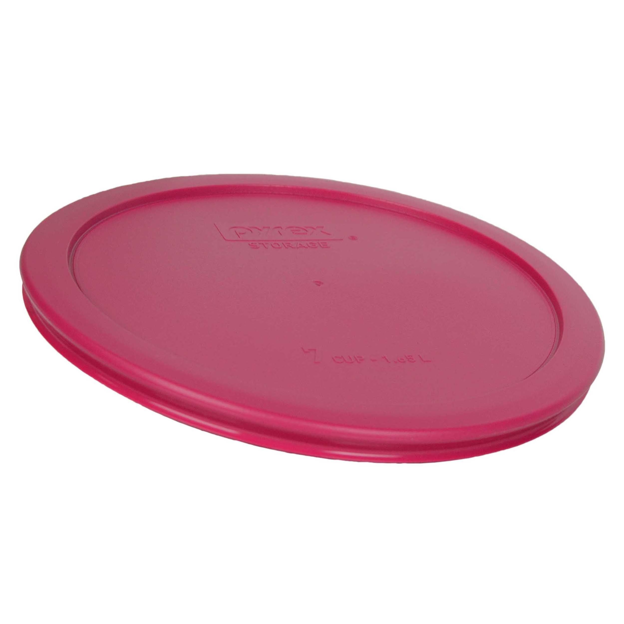 Pyrex 7402-Pc 7 Cup Fuchsia Pink Round Plastic Storage Lid, Made In Usa - 3 Pack