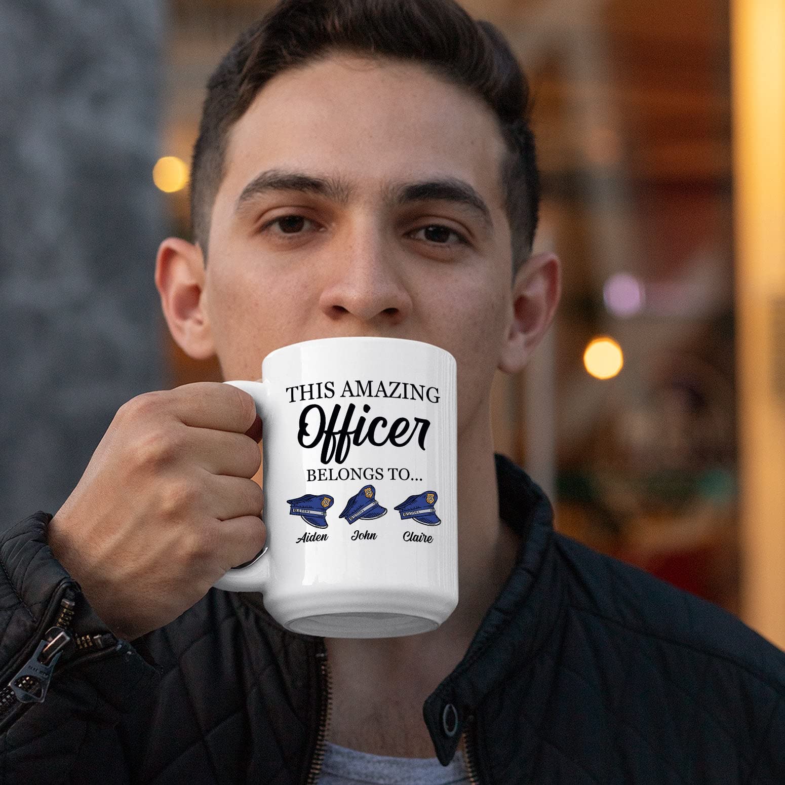 Cenluxy Personalized Police Mug, Law Enforcement Gifts, This Amazing Officer Belongs To Mug, Policeman Mug, Police Mug Gifts For