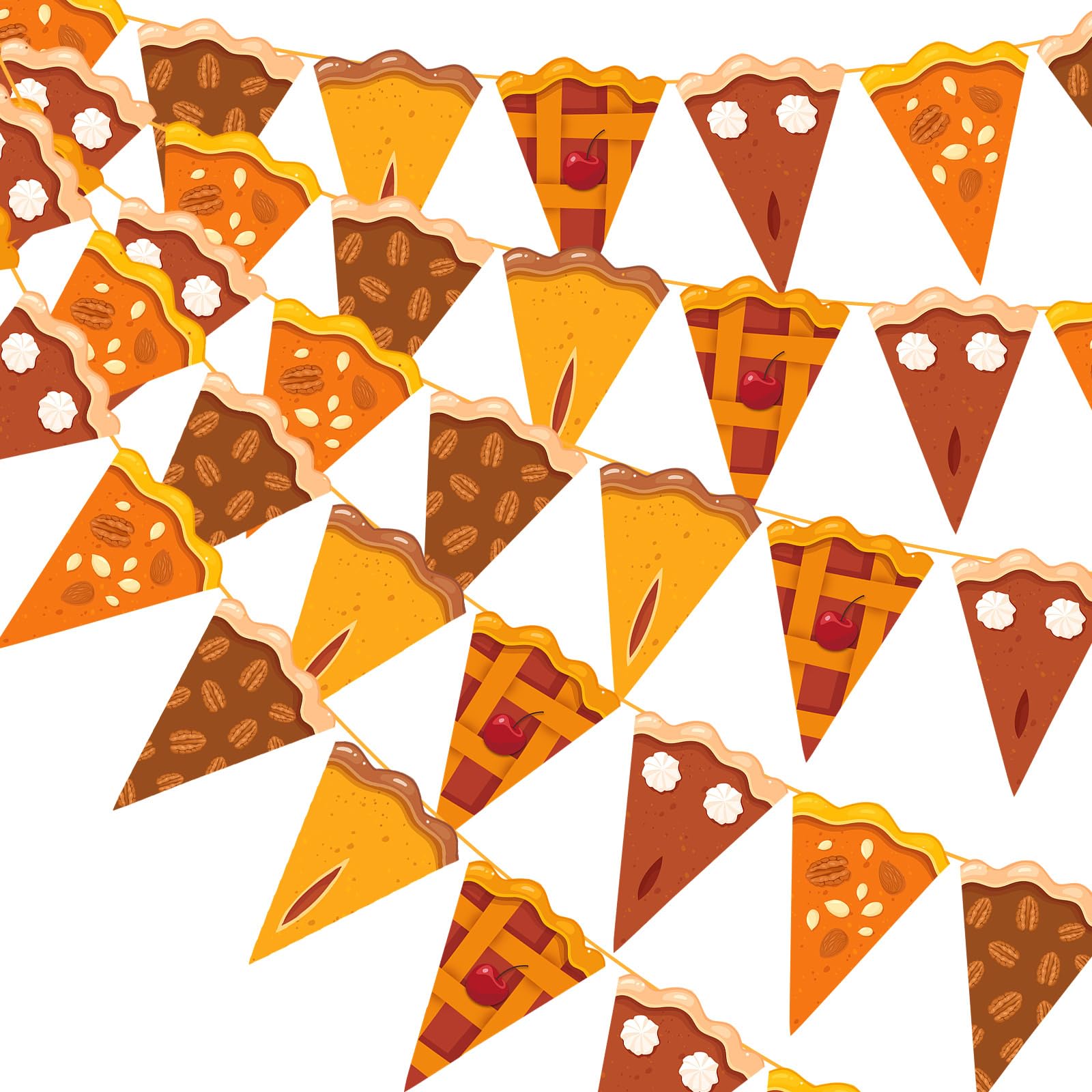 Gersoniel 60 Pieces Thanksgiving Pumpkin Pie Party Decorations Cutie Pie Pennant Banner Bunting Paper Triangle Flag Garlands for