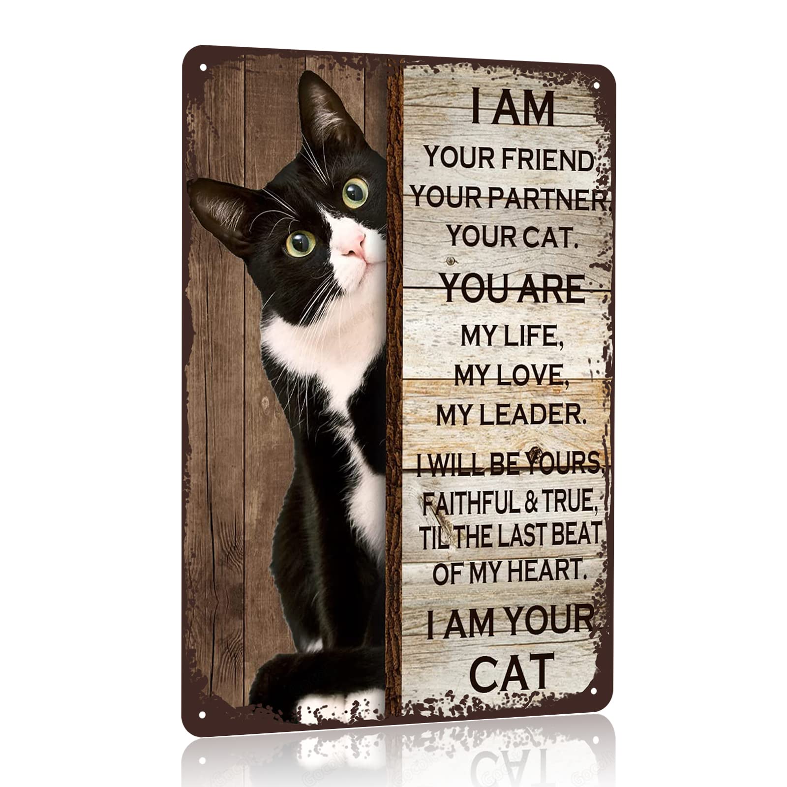 Gocolt Retro Black Cat Sign ''I Am Your Friend Your Companion Your Cat You Are My Life'' Cat Wall Art Decoration, Cute Cat Poste