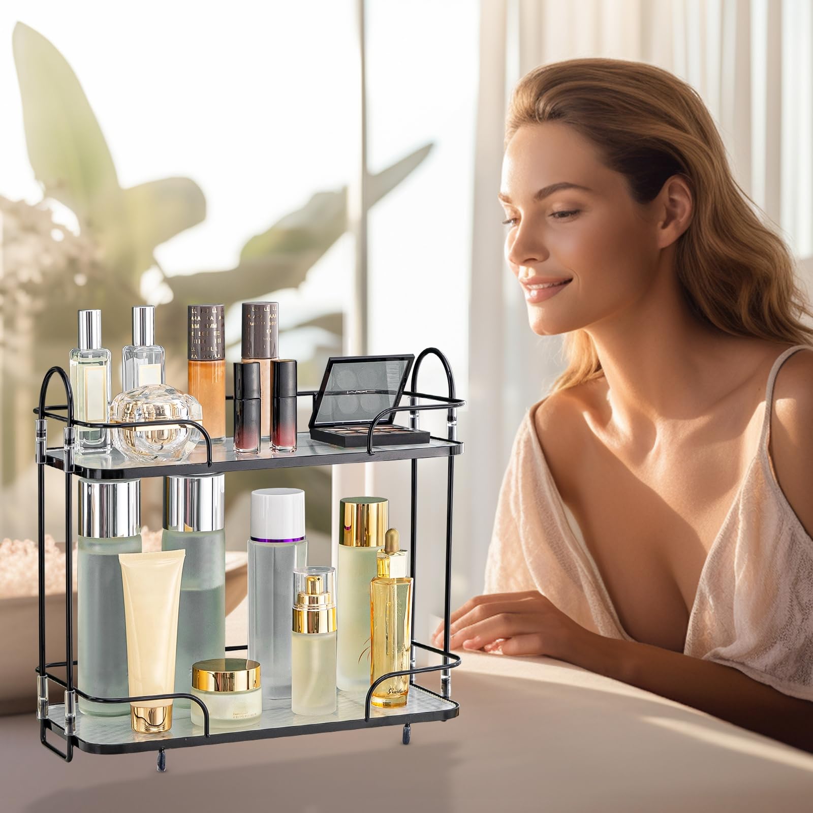 Oifecsie Bathroom Organizer Countertop, 2 Tier Cosmetic Skincare Perfume Organizer, Bathroom Counter Makeup Perfume For Dresser