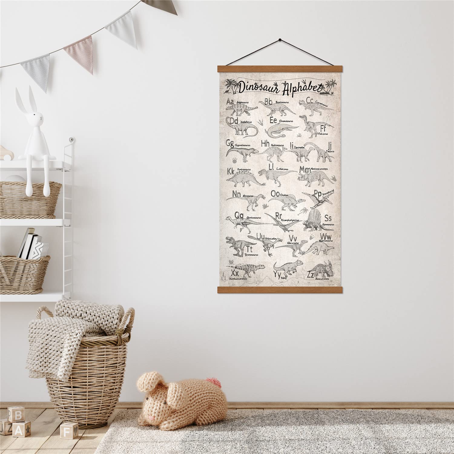 Fuxao Universe Outer Space Alphabet Poster Animal Dinosaur Wall Art Decor With Frame Kid Educational Chart Canvas Classroom Sola