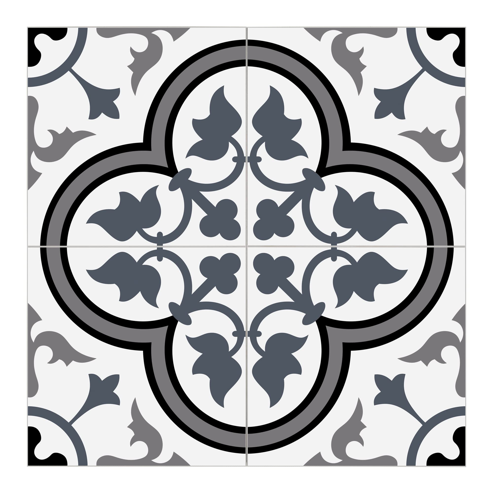 The Tiles Plaza Peel And Stick Encaustic Backsplash Tile. Blue Patterned Vintage Stick On Tile. Self-Adhesive Wall Tile Sticker