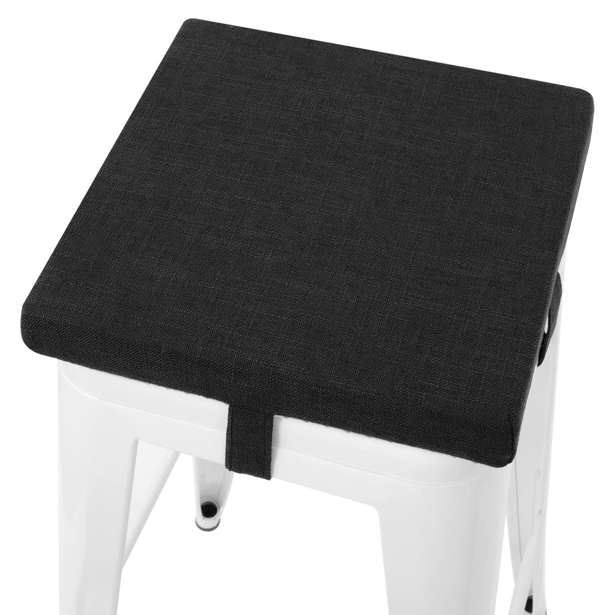 Tromlycs Bar Stool Cushion Square 12X12 Chair Seat Cushion Textured Barstool Pad With Ties, 1 Piece, 12 Inches, Black