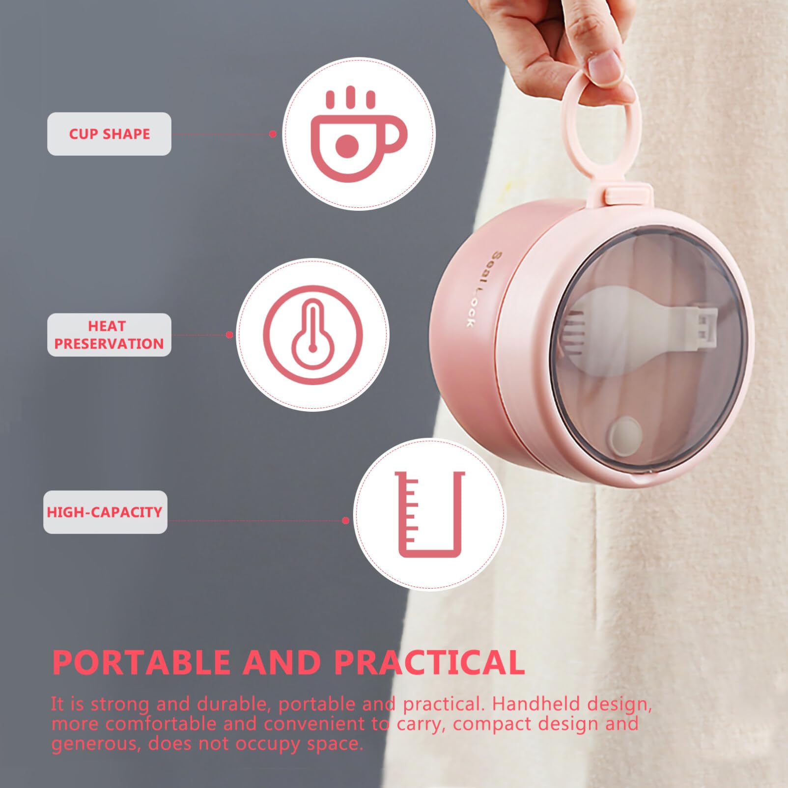 Hemoton 2Pcs Sealed Soup Cup Breakfast Cup Travel Insulated Food Jar Bento Box For Soup Lunch Container Flask Sealed Mug With Li