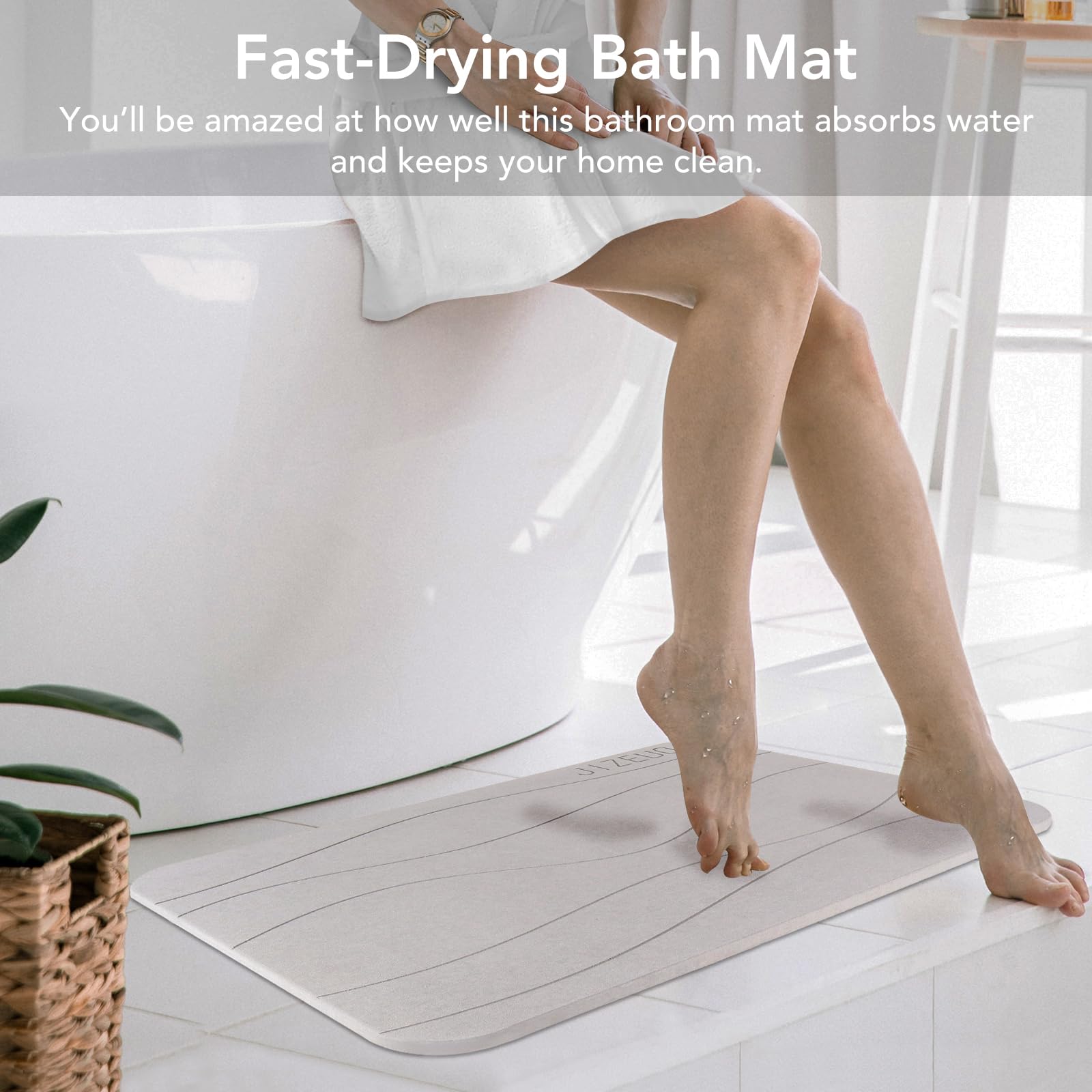 Stone Bath Mat Large, Diatomaceous Earth Shower Mat, Non-Slip Super Absorbent Quick Drying Bathroom Floor Mat, 2 Pack,23.62X15.3