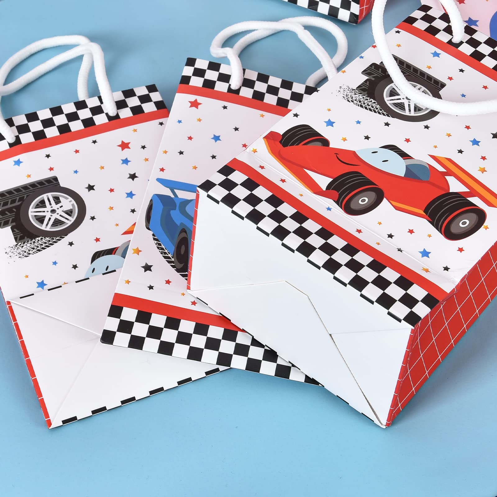 Wernnsai Racing Car Party Bags With Handles - 16 Pcs Race Car Party Supplies For Candy Gifts Goodies Treats Boys Birthday Baby S
